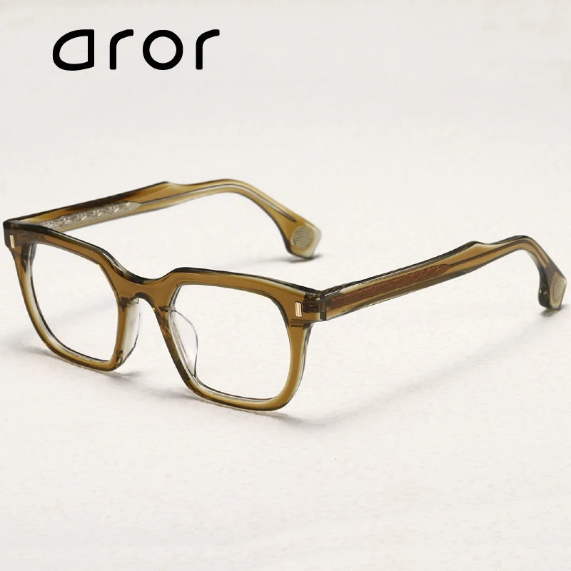 Aror Unisex Full Rim Square Brow Line Acetate Eyeglasses 94751 - Stylish & Durable Eyewear for Men & Women - Perfect for Work, Reading & Fashion Accessories