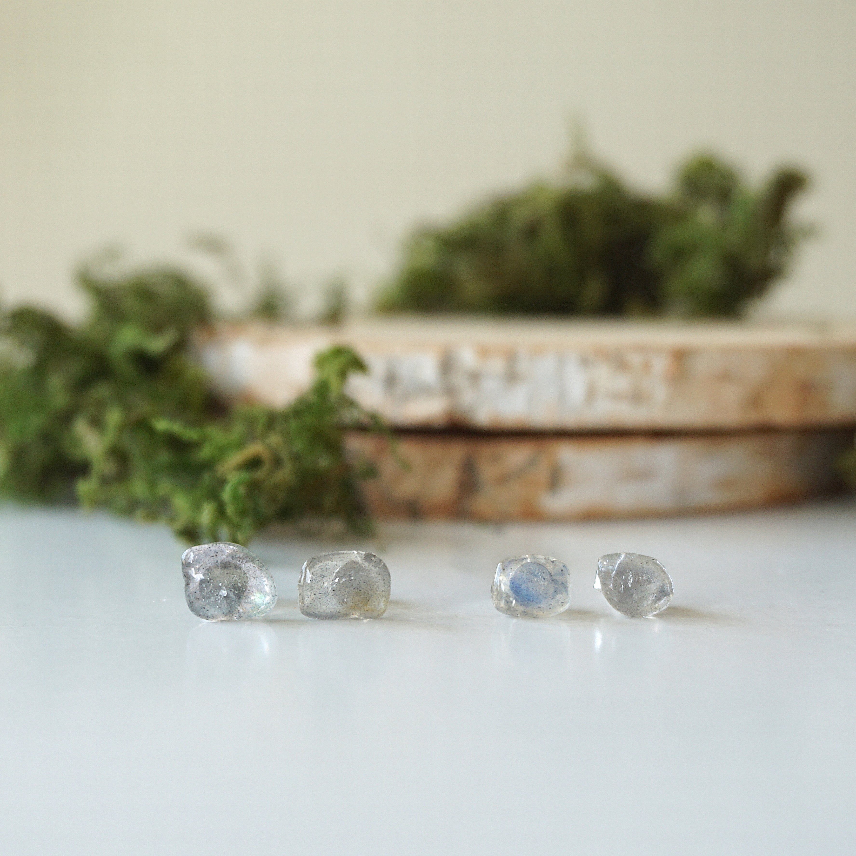 Natural Labradorite Stud Earrings for Women - Hypoallergenic Sterling Silver Post Earrings - Perfect for Everyday Wear, Gifts & Special Occasions