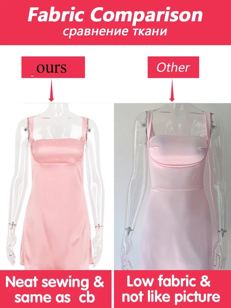 Elegant Pink Satin A-Line Mini Dress for Women - Sexy Spaghetti Strap Party Dress with Stretch Fit | Perfect for Birthday, Graduation, Holiday & Cocktail Events