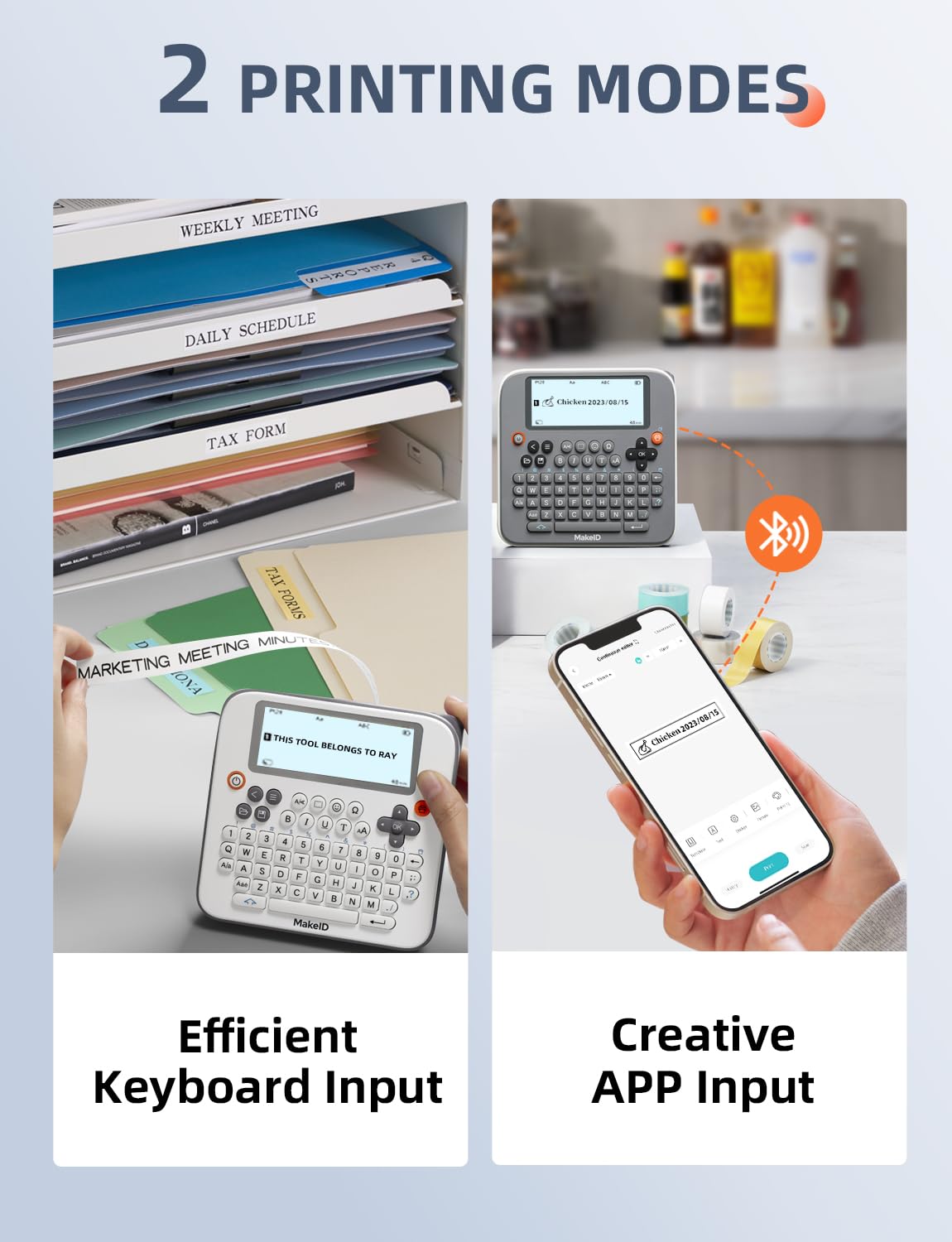Makeid Label Maker E1 - Bluetooth Rechargeable Label Printer with QWERTY Keyboard & 3.4