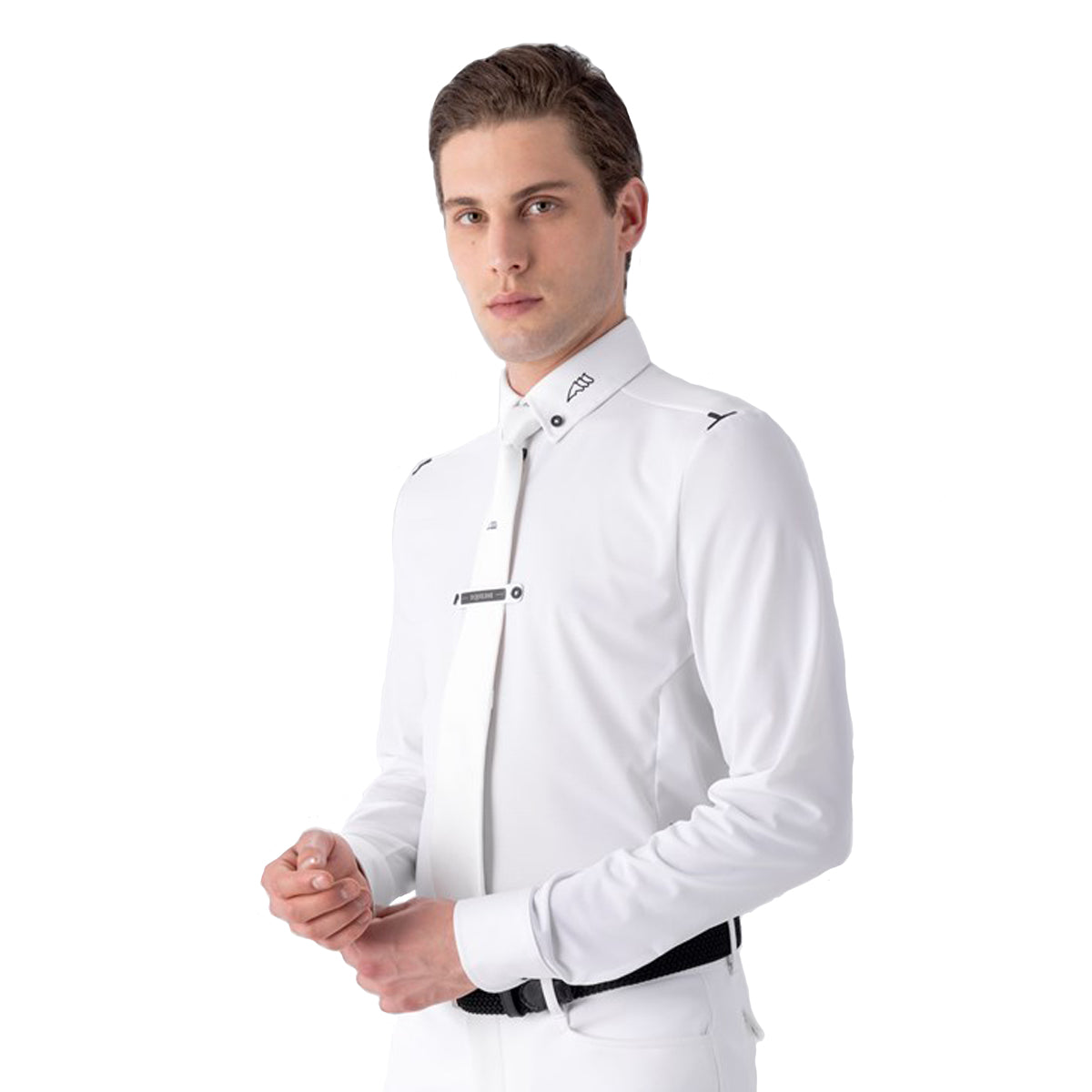 Equiline Men's CurtieK Long Sleeve Tech Mesh Show Shirt - Breathable Performance Equestrian Shirt for Horse Riding & Outdoor Activities