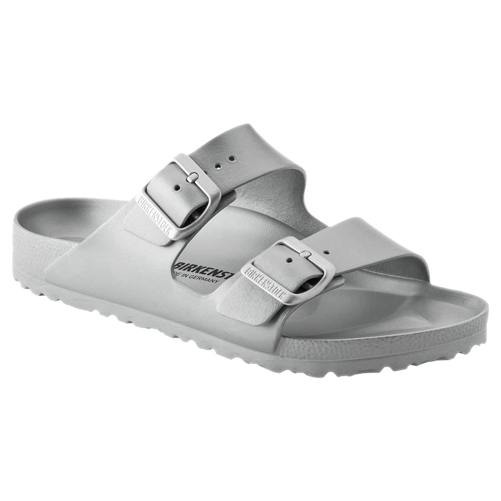 Birkenstock Unisex Arizona EVA Sandals Narrow Fit Metallic Silver | Comfortable Lightweight Slides for Beach, Pool & Casual Wear