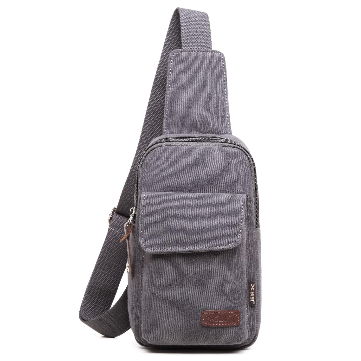 Wxnow Canvas Sling Bag Crossbody Backpack for Women & Men - Lightweight Chest Shoulder Bag for Travel, Hiking, Work & Daily Use
