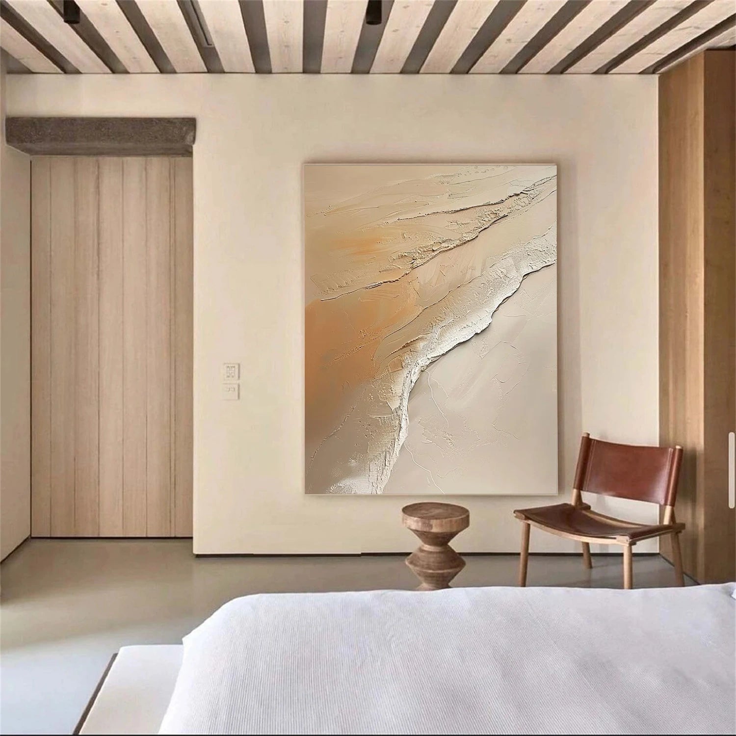 Wabi Sabi Textured Wall Art #WS309 - Handmade Japanese Inspired Abstract Canvas Painting for Living Room, Bedroom & Office Decor