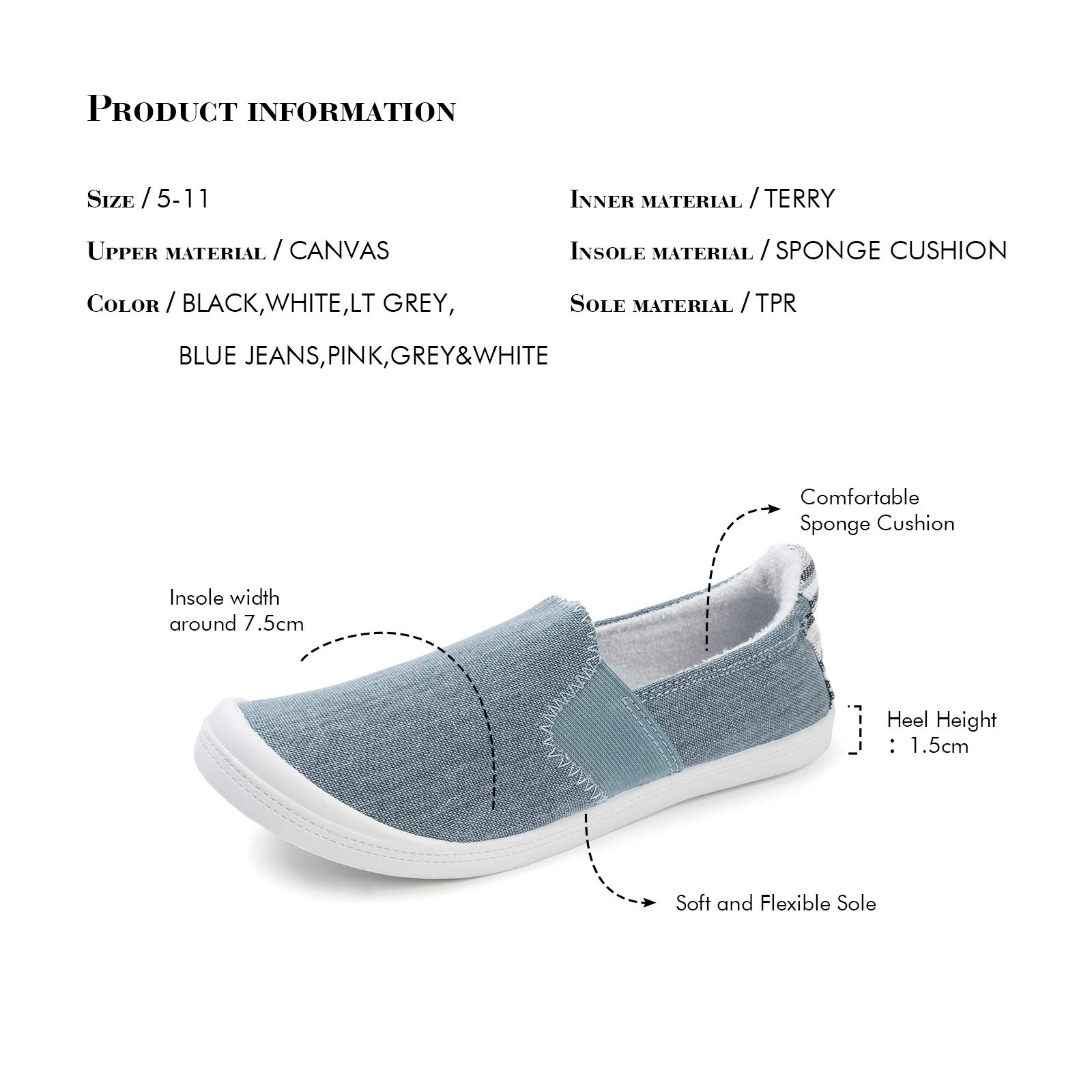 FunkyMonkey Women's Comfortable Low Top Canvas Slip-On Sneakers - Classic Casual Walking Shoes for Everyday Wear, Travel & Light Exercise
