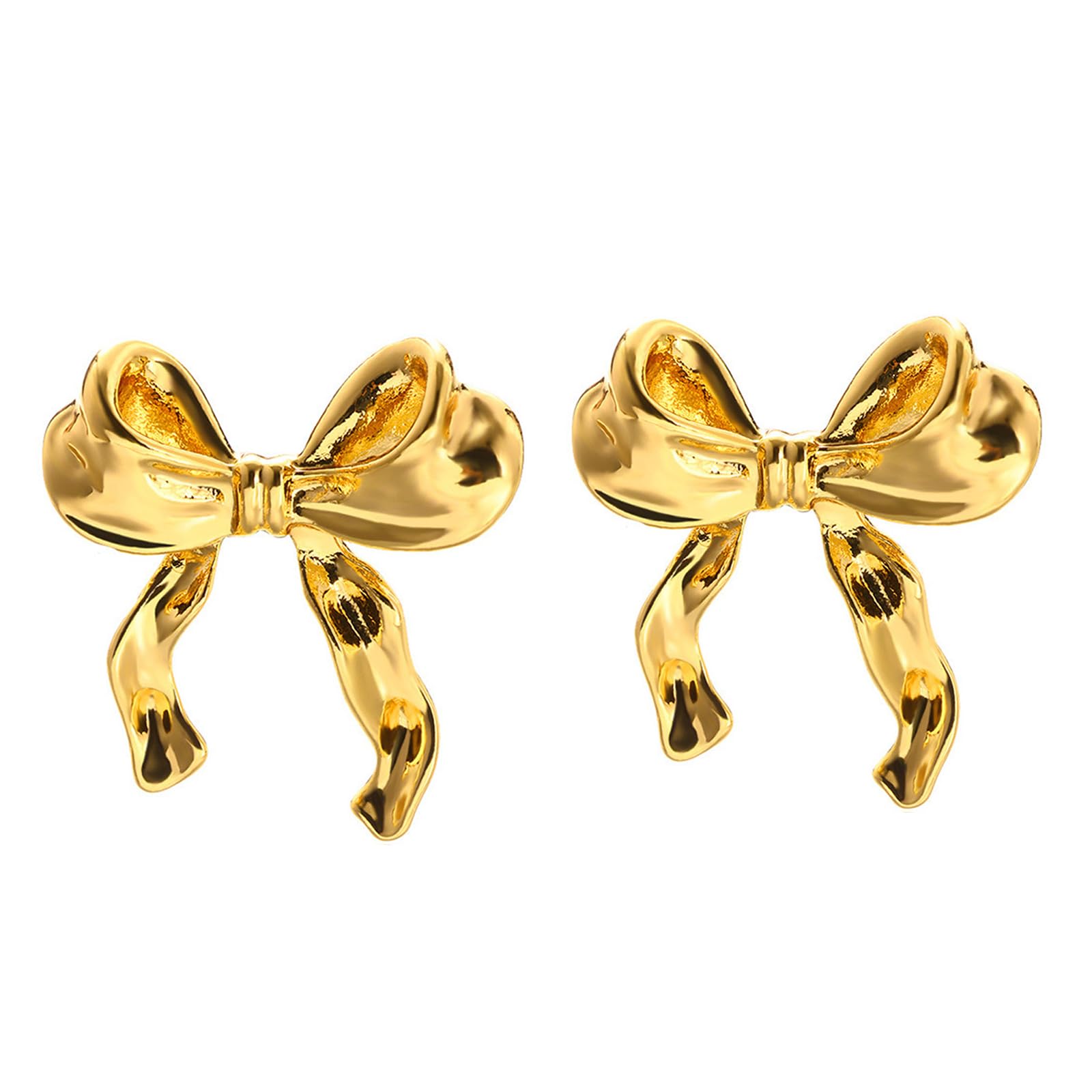 Gold & Silver Bow Earrings for Women - Elegant Ribbon Stud Earrings | Cute Fashion Jewelry Gift for Her | Perfect for Parties, Weddings & Everyday Wear