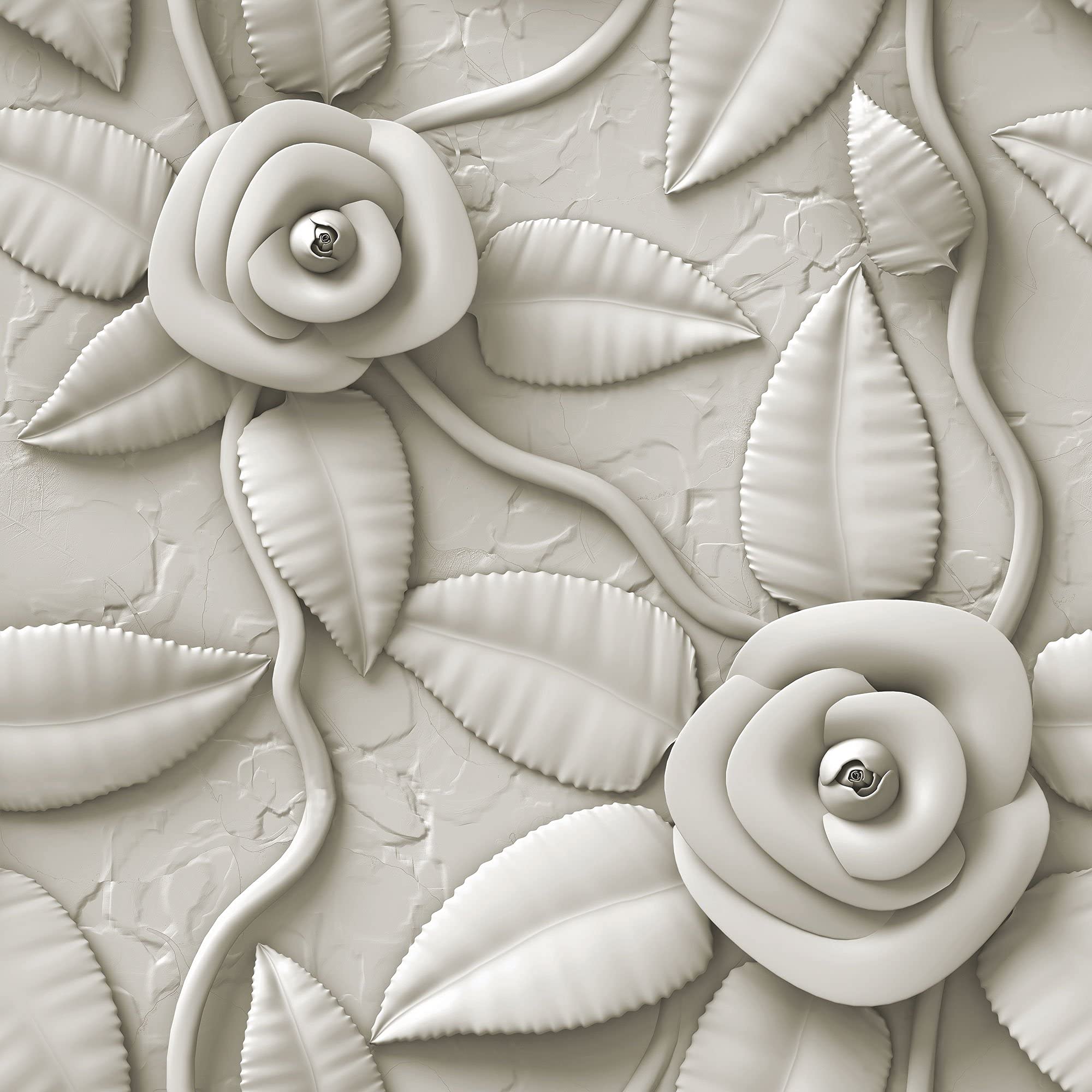 SpeedWallpaper Grey Rose Peel and Stick Removable Wallpaper 6967 - Self-Adhesive Wallpaper for Bedroom, Living Room, and Office Decor