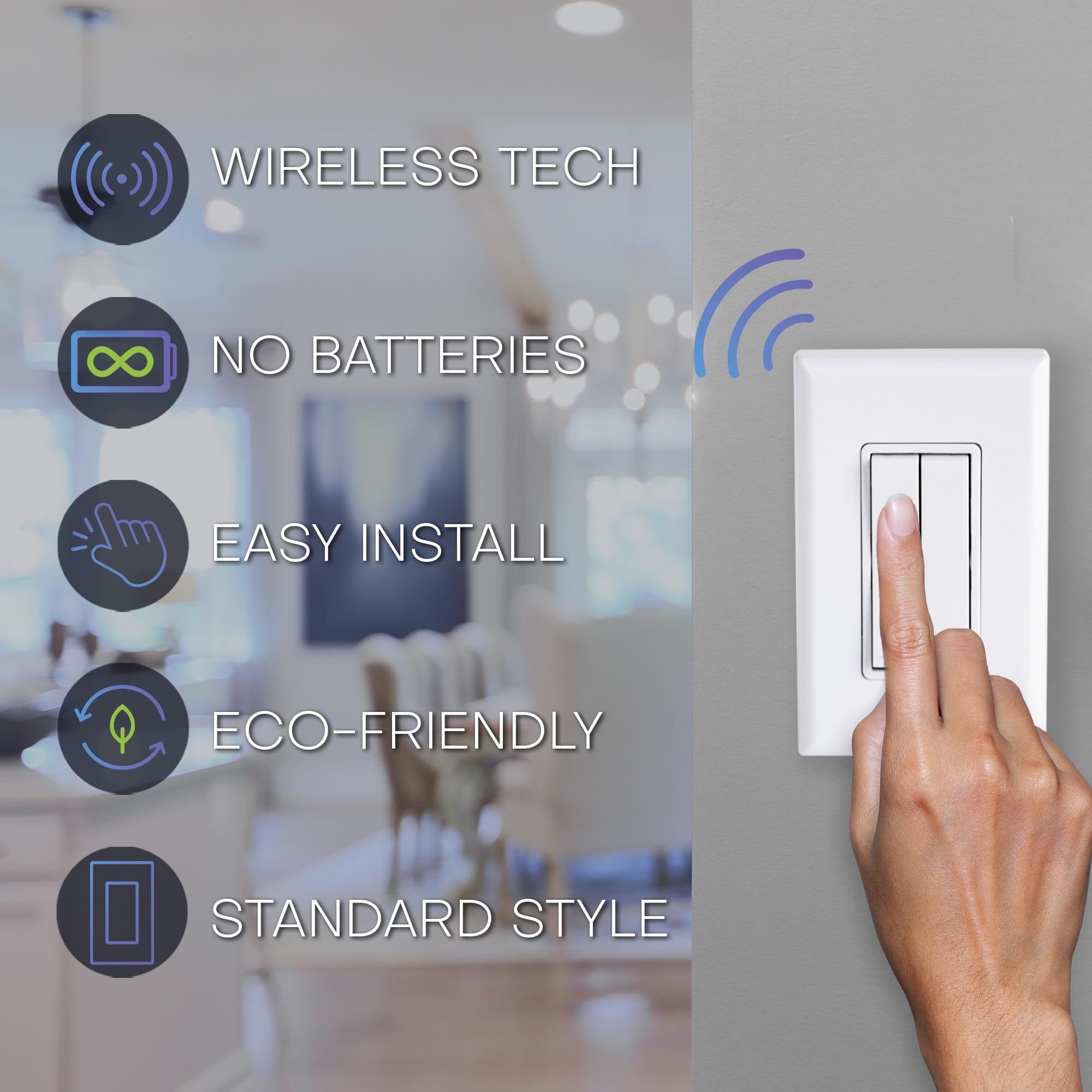 RunLessWire 3-Way Fan & Light Remote Control Switch Kit - Wireless, Battery-Free, Self-Powered Wall Switch with 150+ ft RF Range - Includes 2 On/Off Receivers & 2 Double Rocker Switches - Brown Finish - Perfect for Bedroom, Living Room & Home Automation