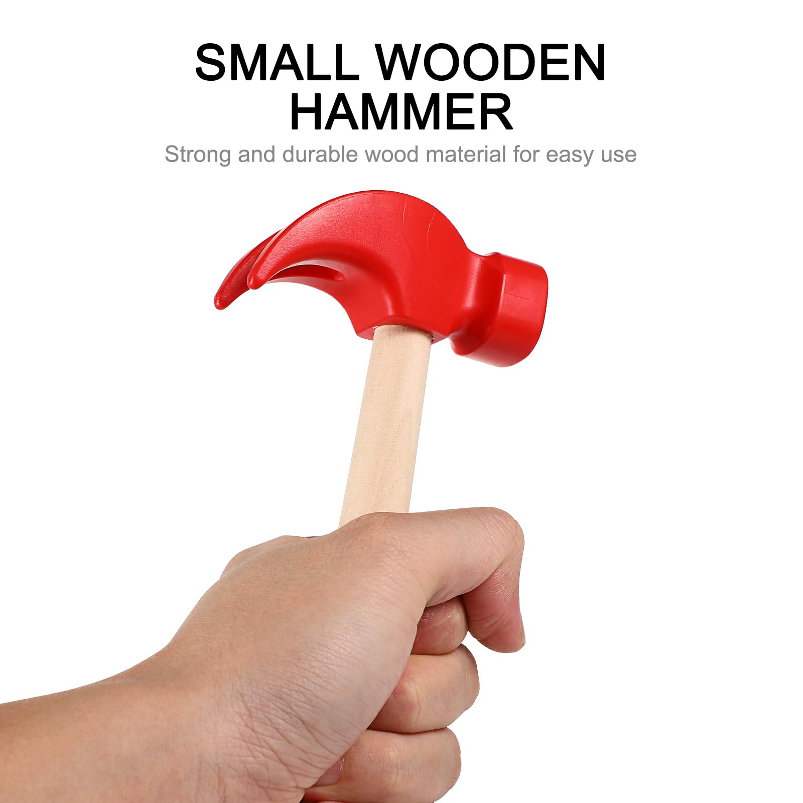Toddmomy 3Pcs Wooden Hammer Toy Set - Kids Pretend Play Tool Kit with Realistic Design for Early Learning & Role Play | Perfect for Toddler DIY Projects, Home Repair Pretend Games & Montessori Education