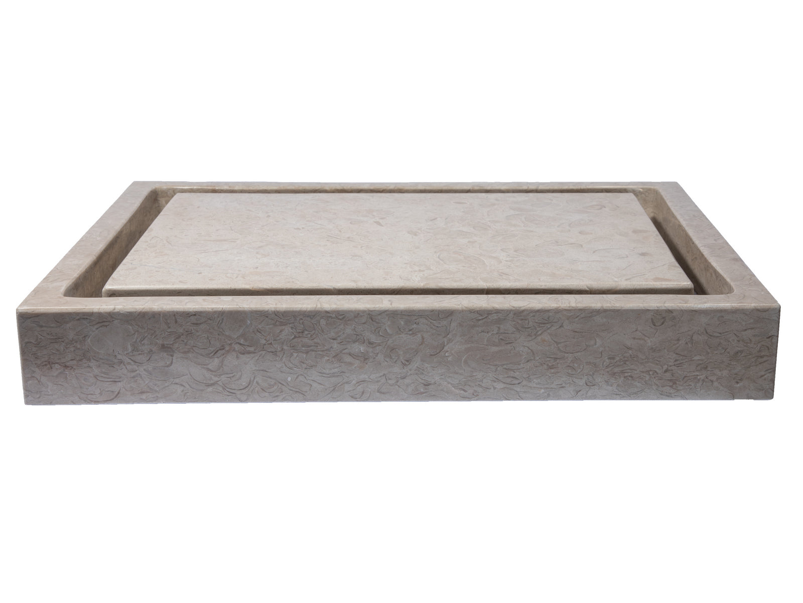 Luxury Rectangular Infinity Pool Sink - Premium Polished Penny Grey Marble for Modern Bathroom & Spa | Elegant Vanity Basin for Contemporary Home Design