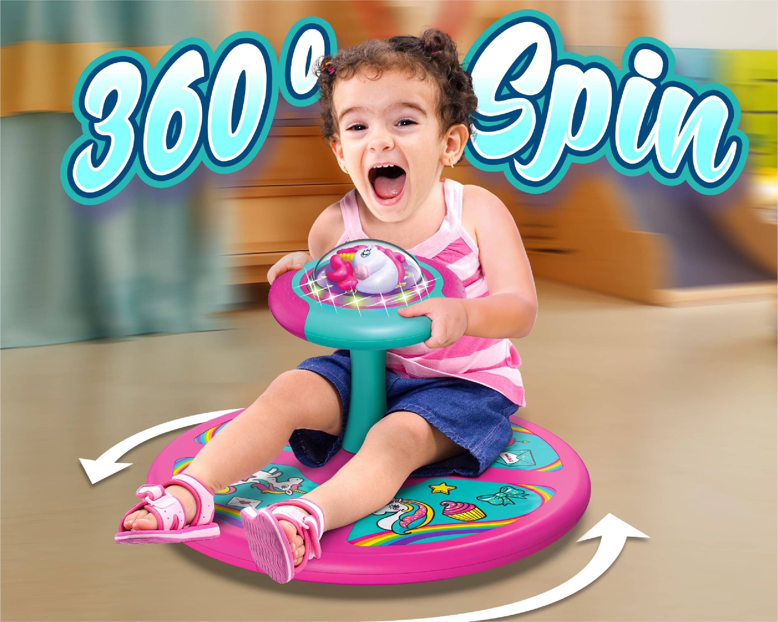 LED Light-Up Unicorn Twister Toy - 360° Spin & Music for Toddlers Age 2-4 | Indoor/Outdoor Birthday & Christmas Gift for Boys & Girls 18+ Months - Perfect for Playtime, Parties & Preschool Activities