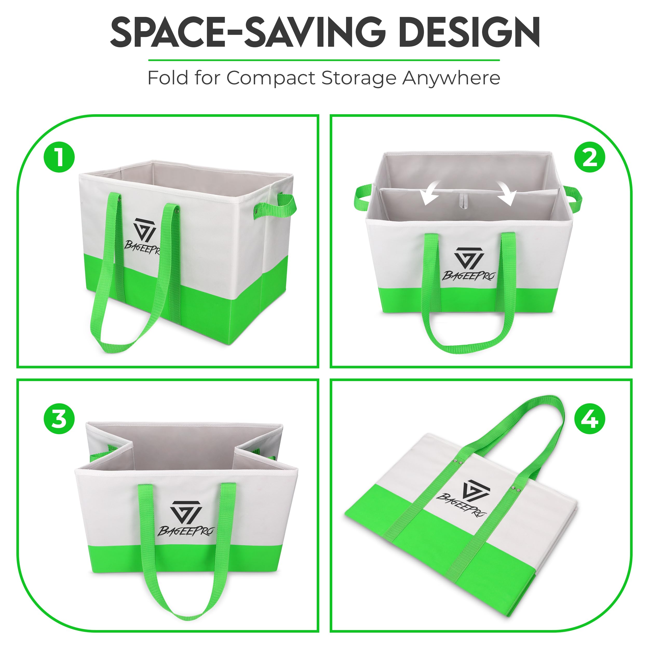 Eco-Friendly Reusable Grocery Bags - Heavy Duty Foldable Shopping Totes for Groceries, Shopping & Car Storage (2-Pack) - Perfect for Supermarkets, Farmers Markets & Daily Errands