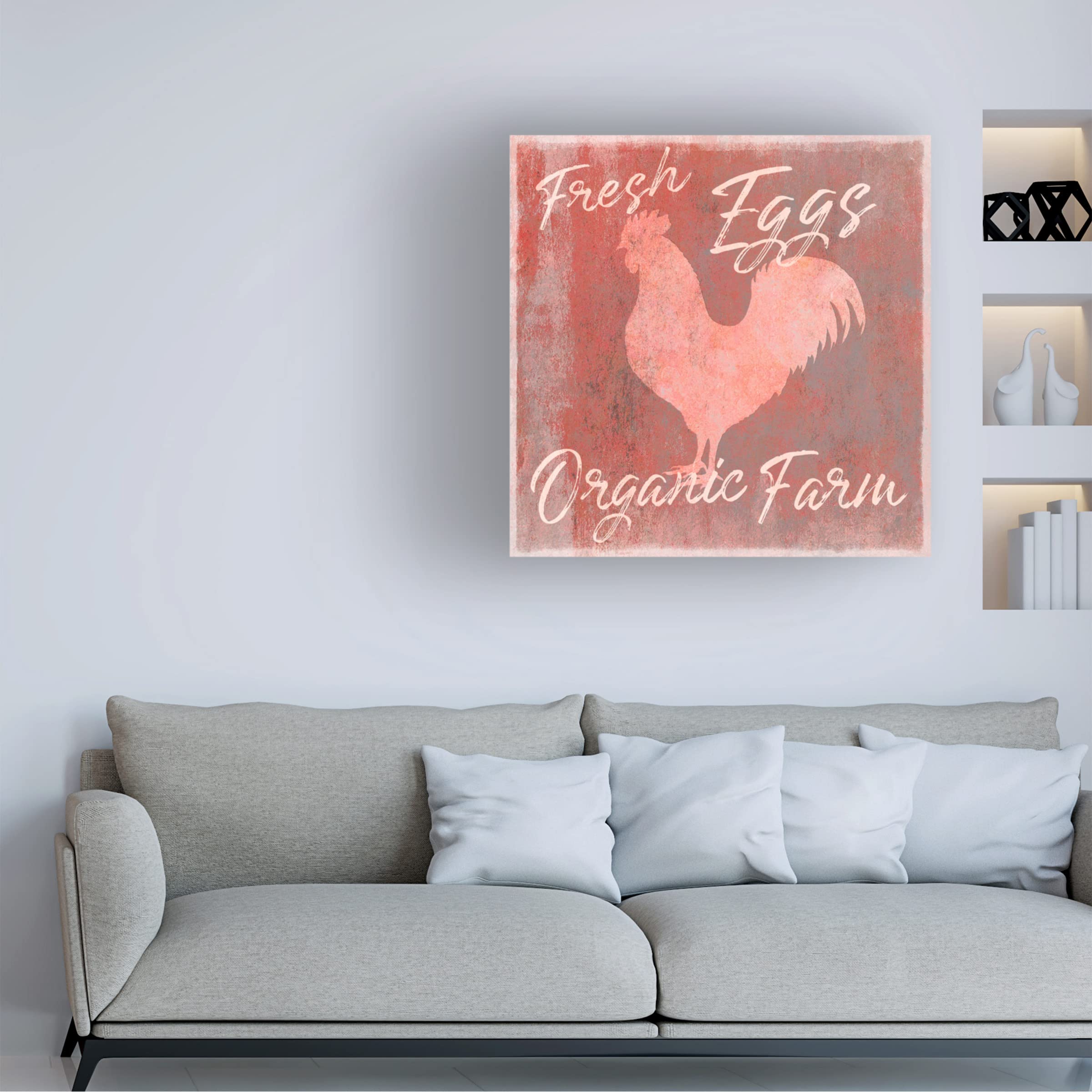 Trademark Fine Art 'Organic Farm Rooster' Canvas Wall Art Print by Cora Niele - Rustic Country Kitchen Decor & Farmhouse Living Room Painting
