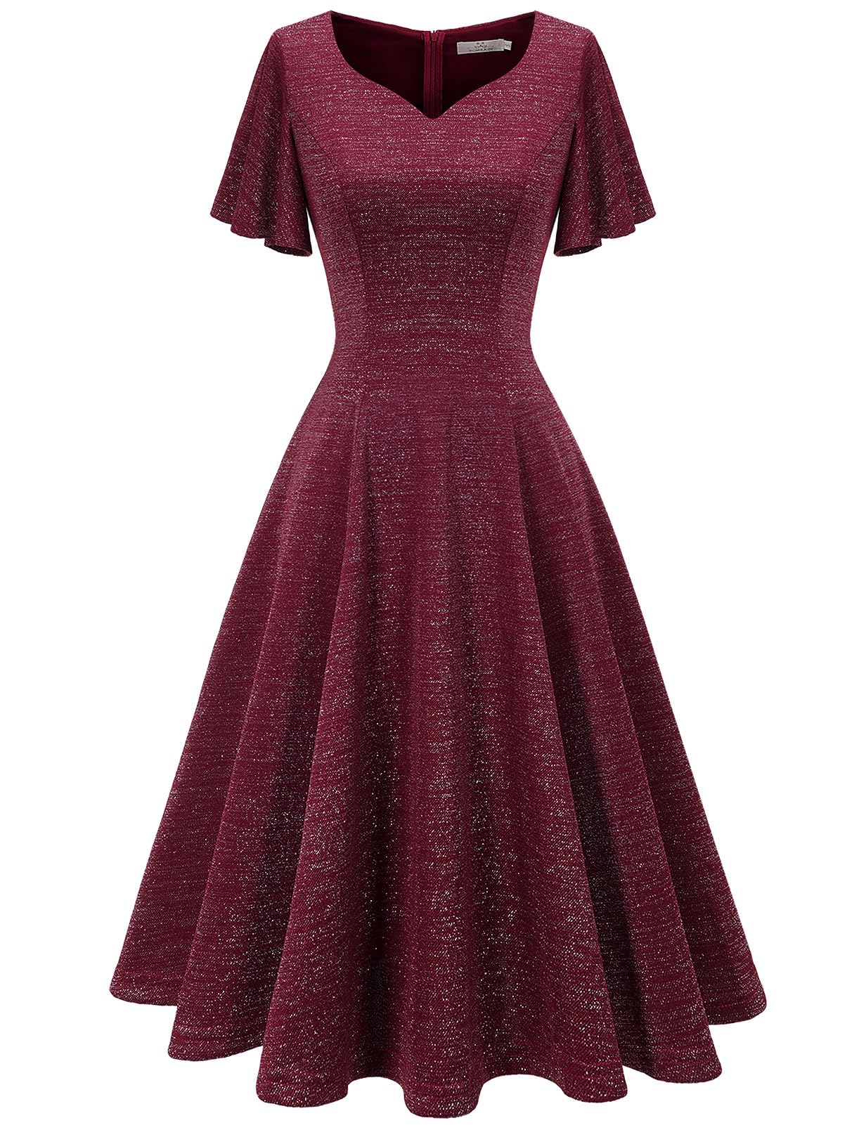 Vintage Wedding Guest Dresses for Women - Short Sleeve Fit & Flare Cocktail Dress for Tea Party, Bridal Shower, and Formal Occasions