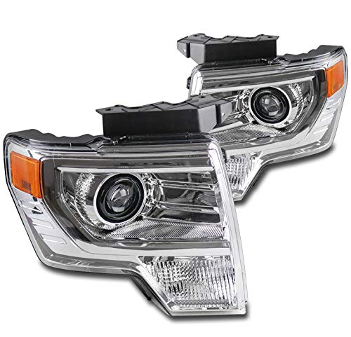 2009-2014 Ford F-150 Chrome Projector Headlights - High Performance LED Headlamps for Improved Night Visibility - Perfect for Off-Roading, Truck Upgrades & Night Driving