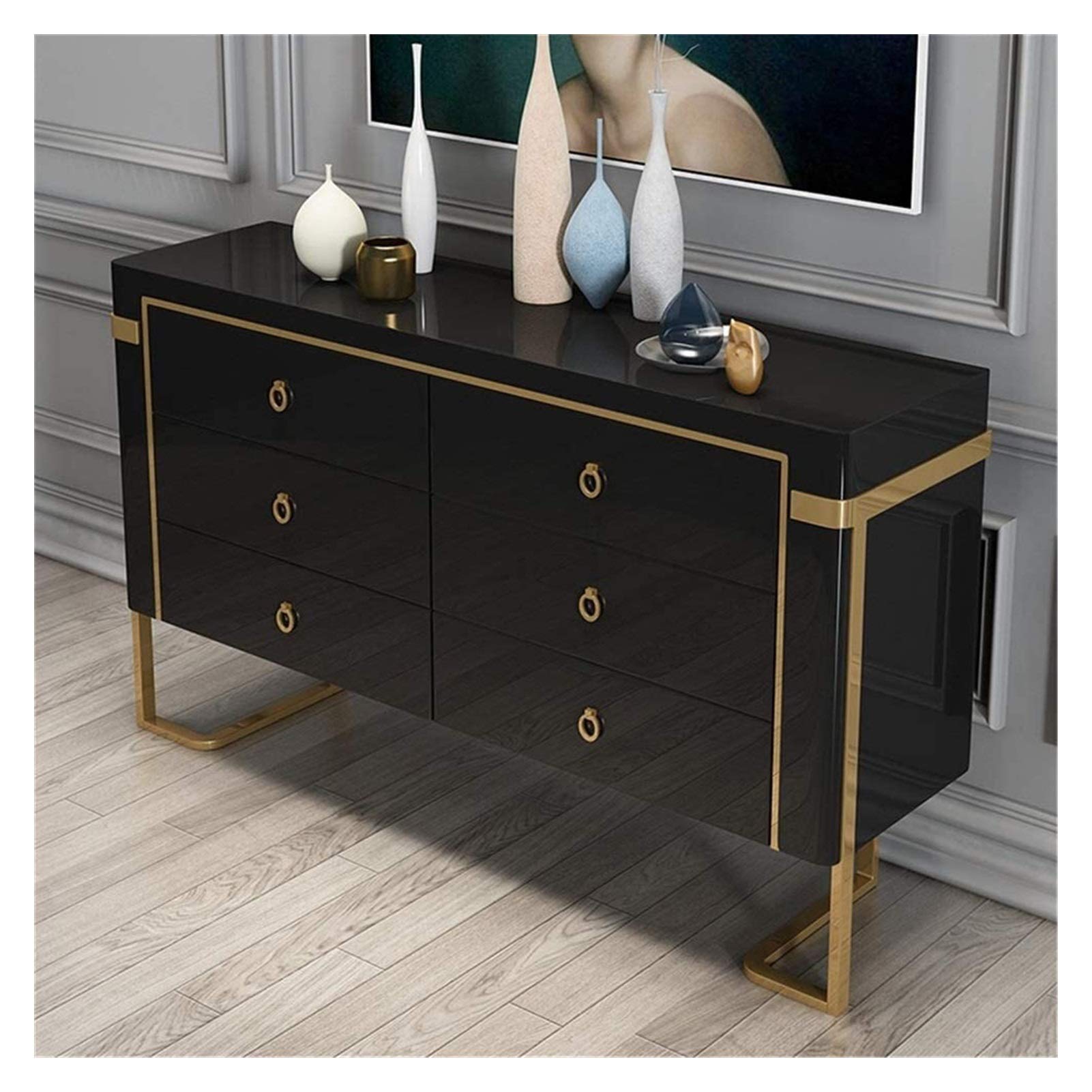 Modern Entryway Console Table with Storage - Black Contemporary Sideboard Buffet for Bedroom, Dining Room & Kitchen | Free Standing Storage Cabinet & Cupboard | Perfect for Hallway Organization & Home Decor