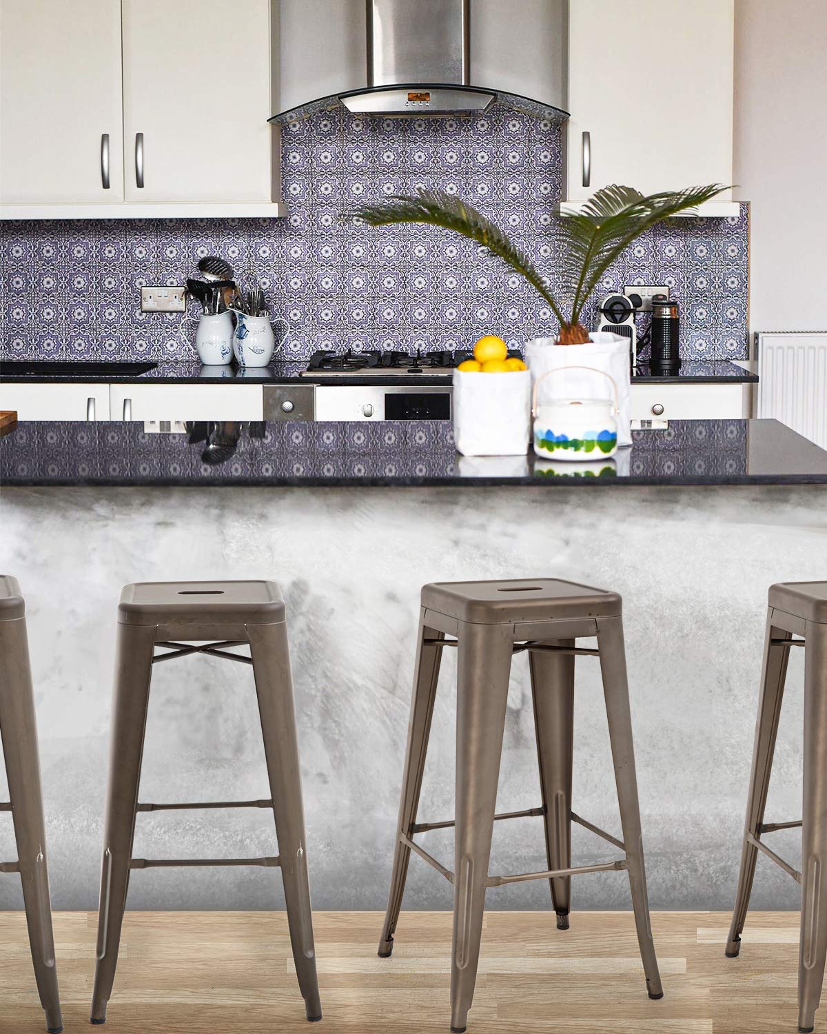 FDW Industrial Metal Bar Stools Set of 4 - 24