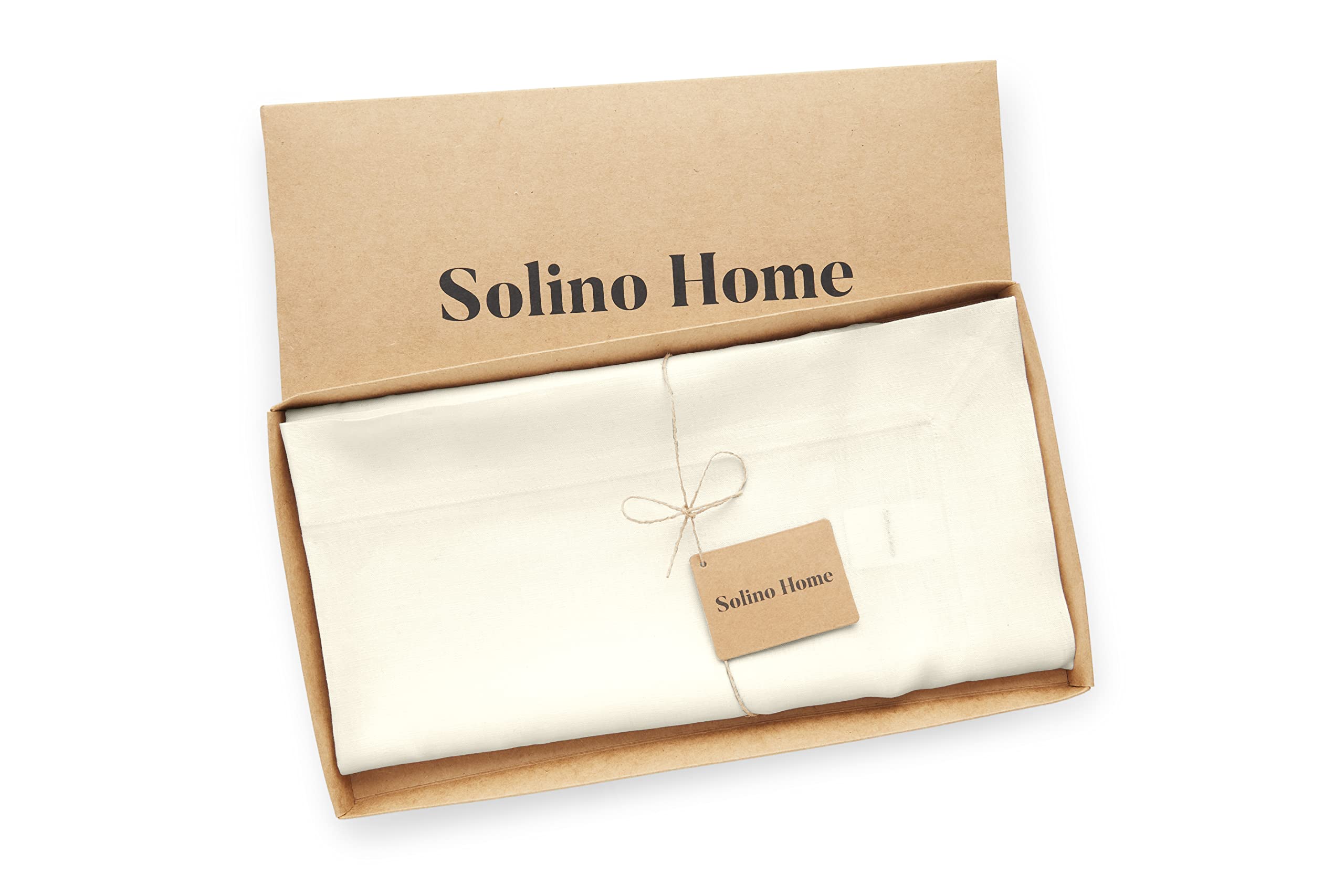 Solino Home Ivory Linen Square Tablecloth 52x52 Inch - 100% Pure Linen Washable Table Cover for Dining, Wedding, Party Decor - Elegant Table Setting for Spring, Easter & Mother's Day Celebrations