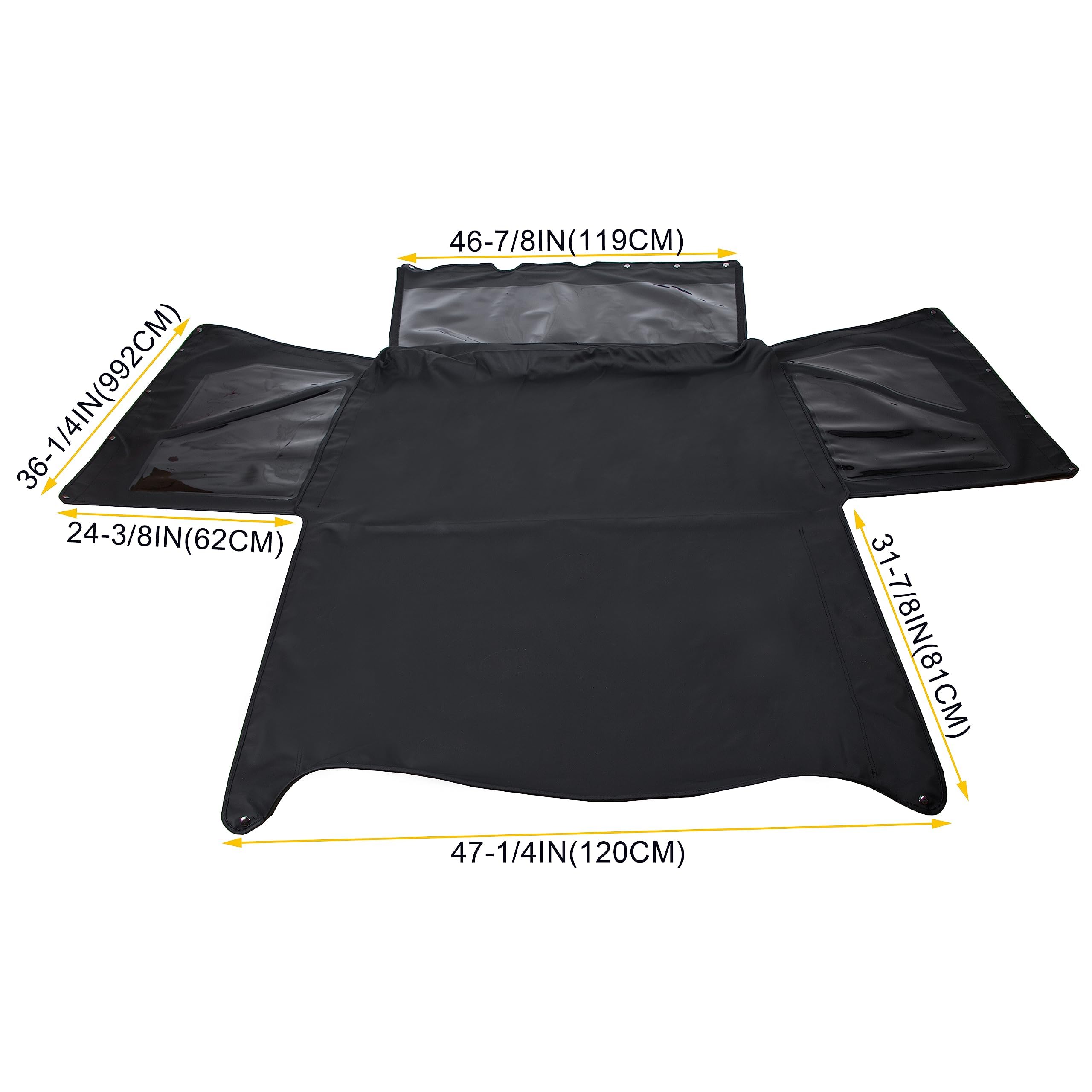 HECASA Black Sailcloth Soft Top for 1986-1994 Suzuki Samurai | Tinted Zip-Out Windows | Durable Replacement Jeep Top for Off-Roading & Outdoor Adventures