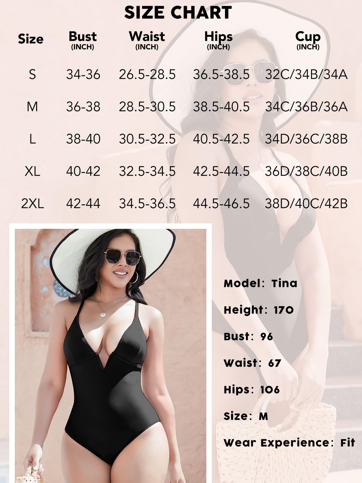 SHAPERIN Women's One Piece Swimsuit - Tummy Control, Sexy Deep V Neck, Padded Push Up Monokini Bathing Suit | Perfect for Beach Vacations, Pool Parties & Summer Getaways