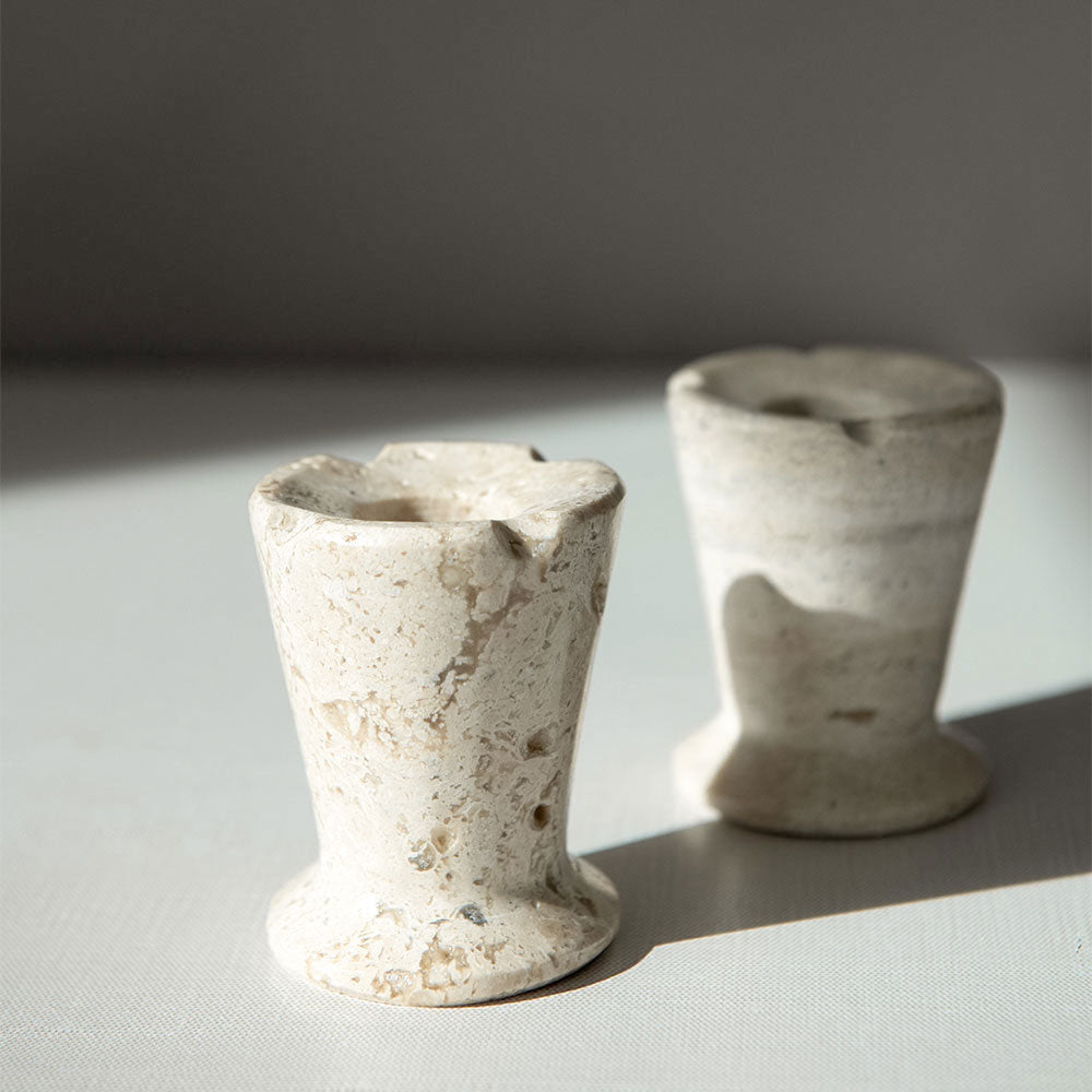 Natural Travertine Stone Candle Holder - Handcrafted Home Decor for Dining Table, Wedding Centerpiece & Spa Relaxation