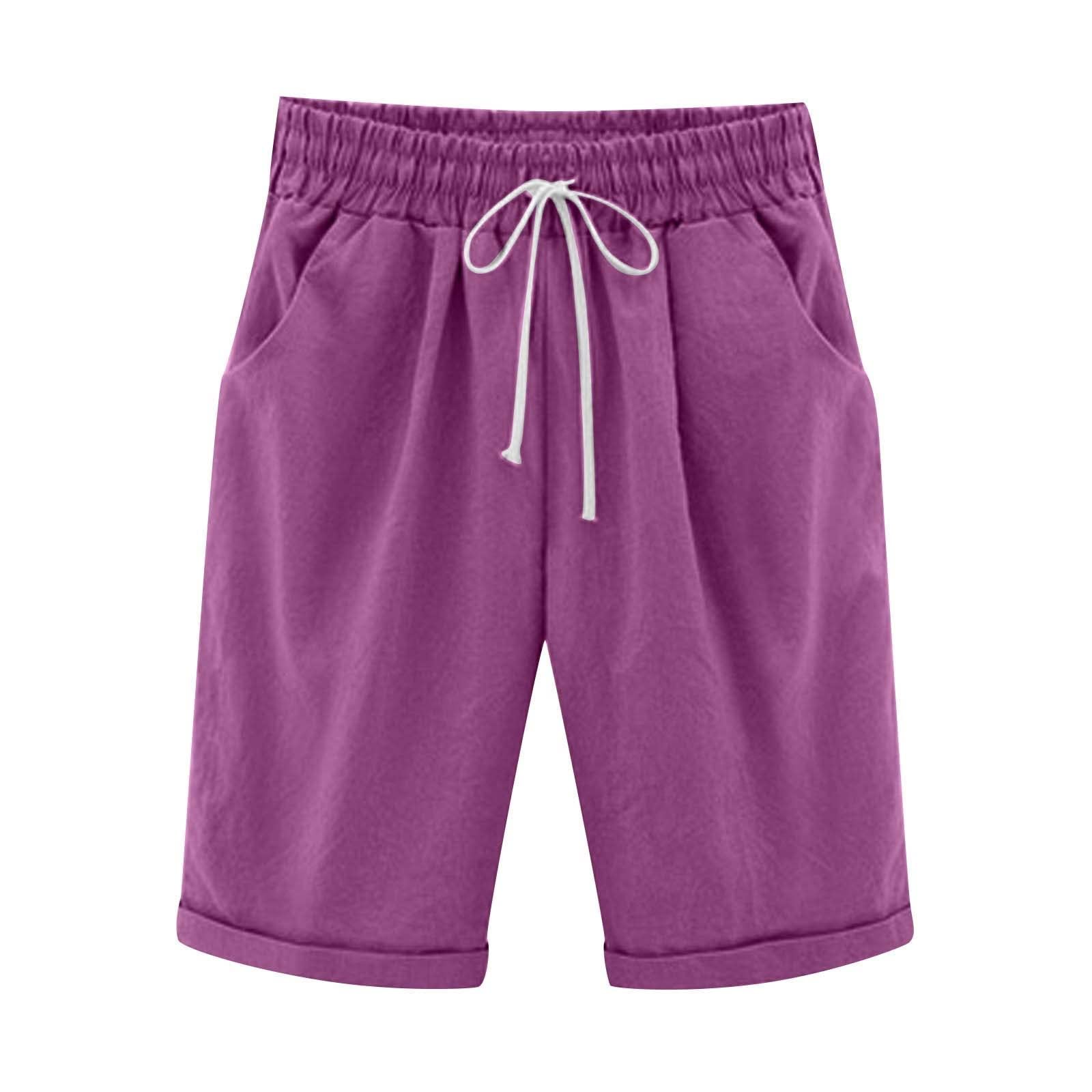 AMDBEL Women's High Waisted Cotton Bermuda Shorts - Summer Lounge & Exercise