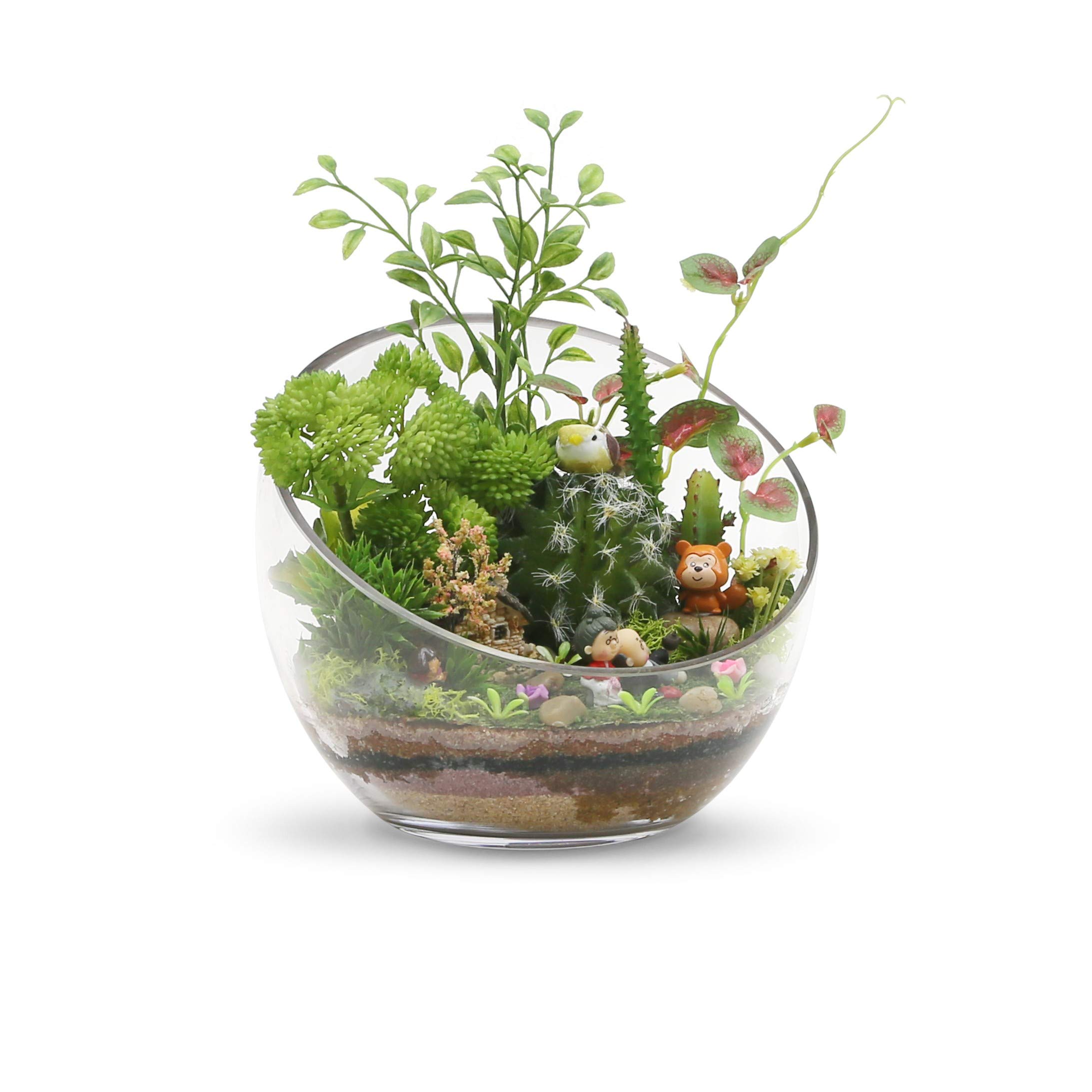 8 Pack Clear Glass Slant Cut Bowl Vase - 7