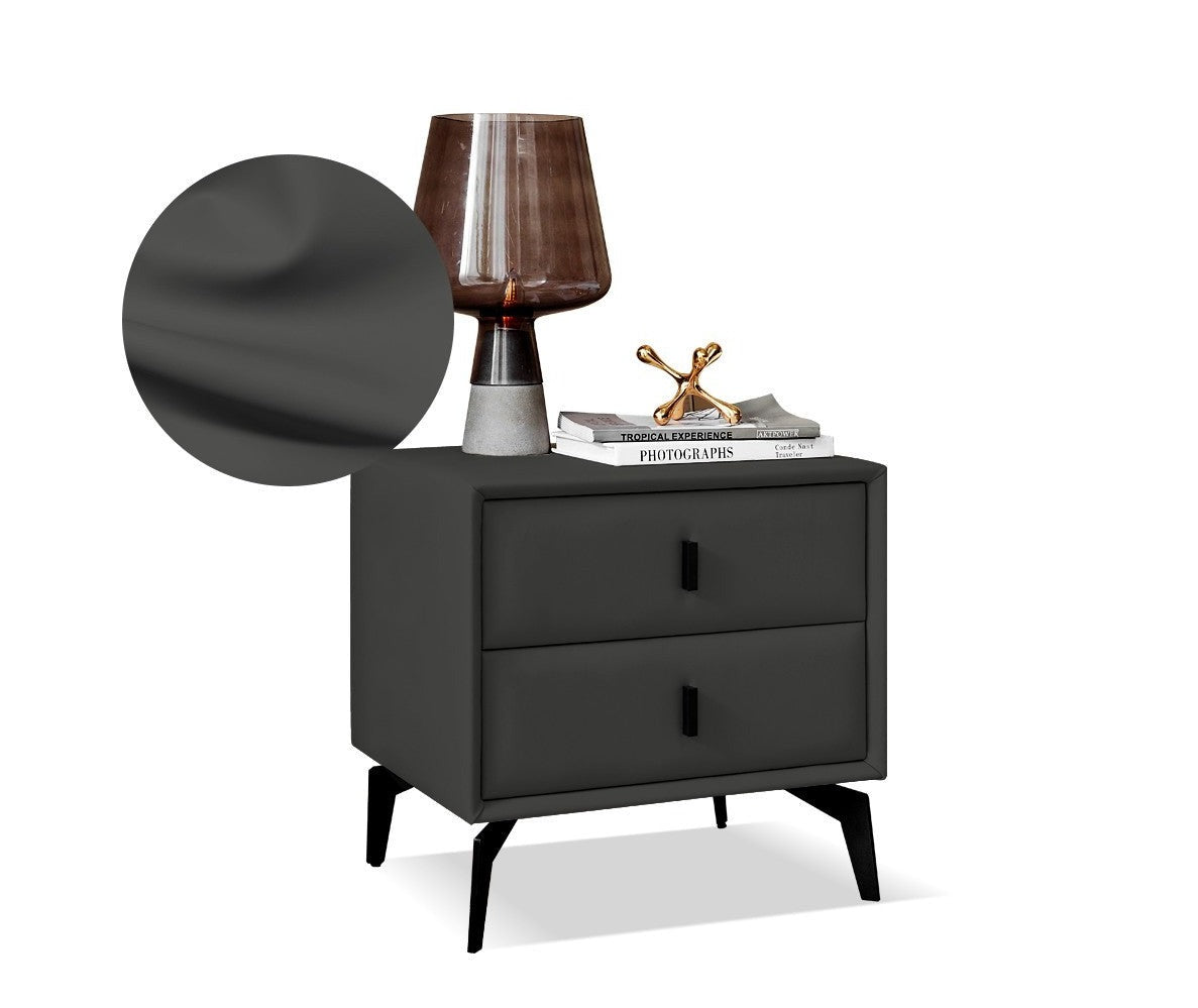 Organic Leather Nightstand - Handcrafted Solid Wood Bedside Table with Drawer for Bedroom Decor | Modern & Rustic Home Furniture for Living Room, Bedroom, or Guest Room