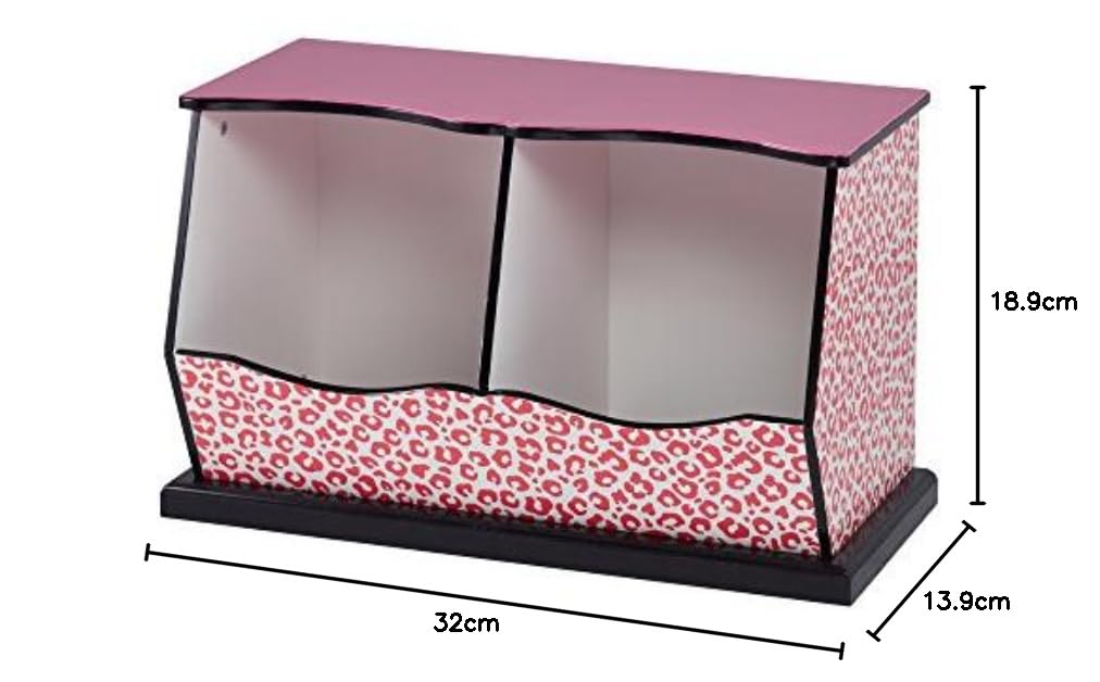 Teamson Kids Leopard Print 2-Bin Storage Organizer - Stylish Toy & Book Storage for Kids' Room, Nursery, or Playroom