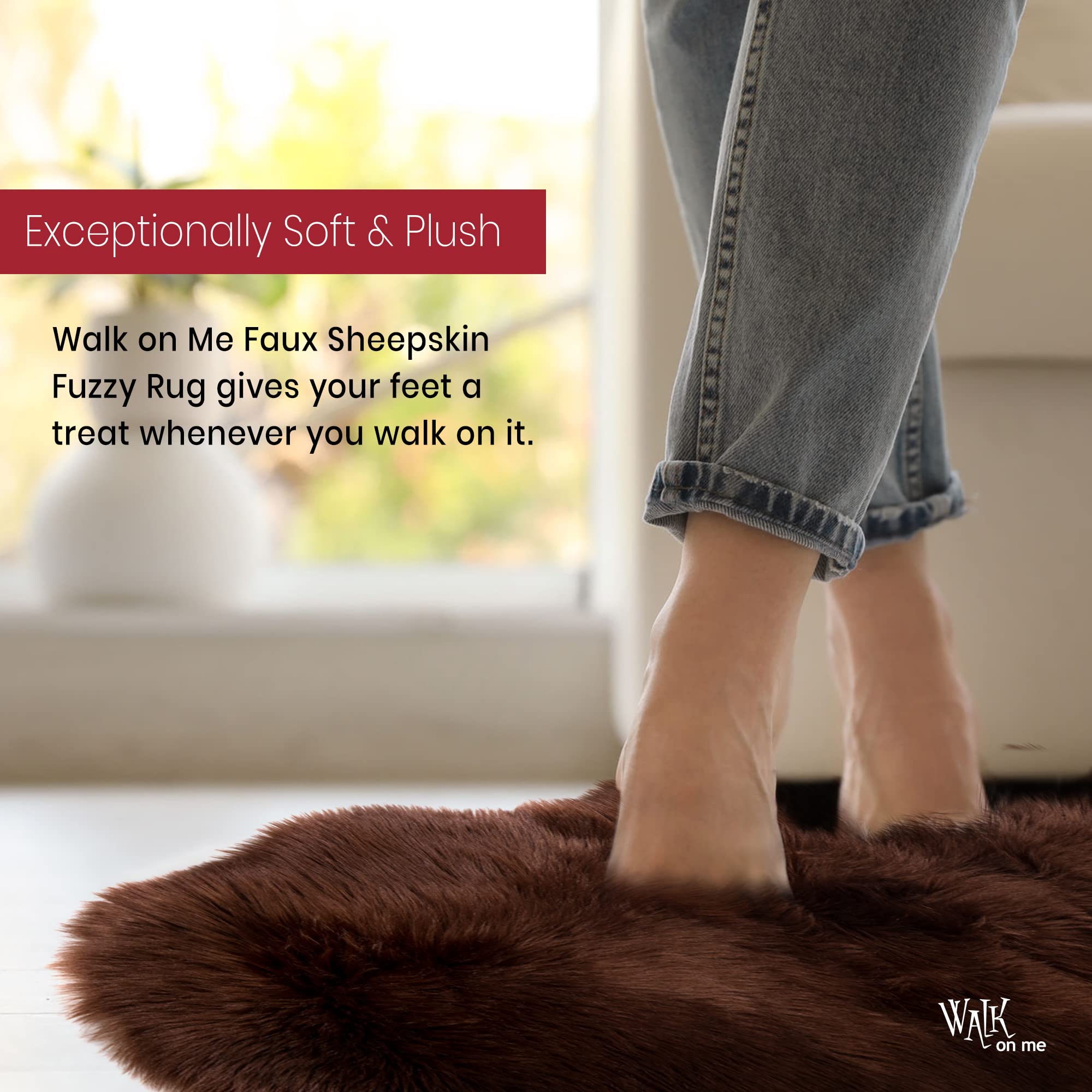 Luxury Soft Faux Fur Rug - Premium Sheepskin Shaggy Area Rug for Living Room, Bedroom, Nursery & Kids Room - Non-Slip Backing & Machine Washable - Home Decor Accent - Perfect for Cozy Floor Seating & Stylish Interior Design (Brown, 4'x6' Rectangle)