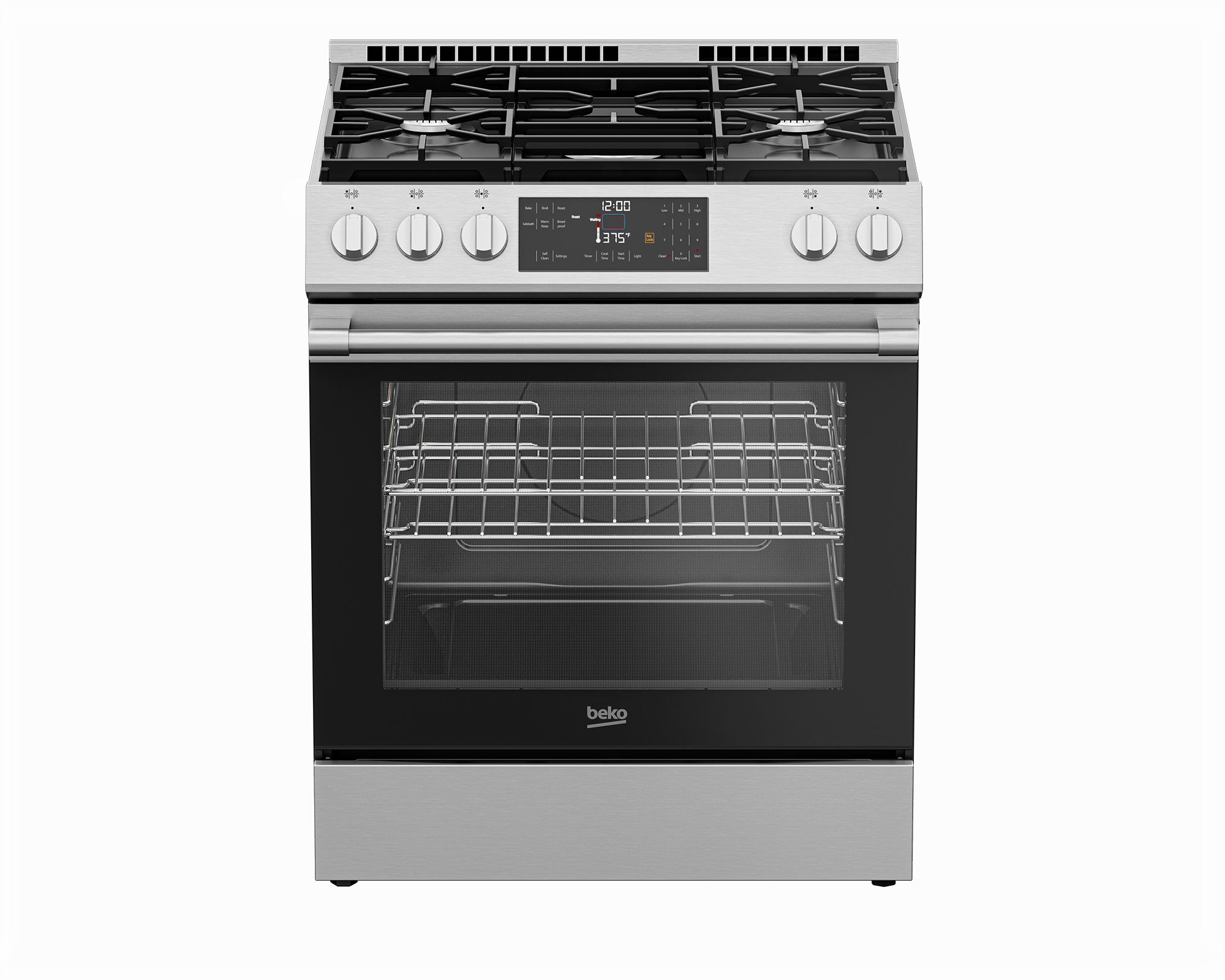 Beko SLGR30523SS 30-Inch Slide-In Gas Range - Stainless Steel, 5 Burner Cooktop, Convection Oven - Perfect for Modern Kitchens & Home Cooking