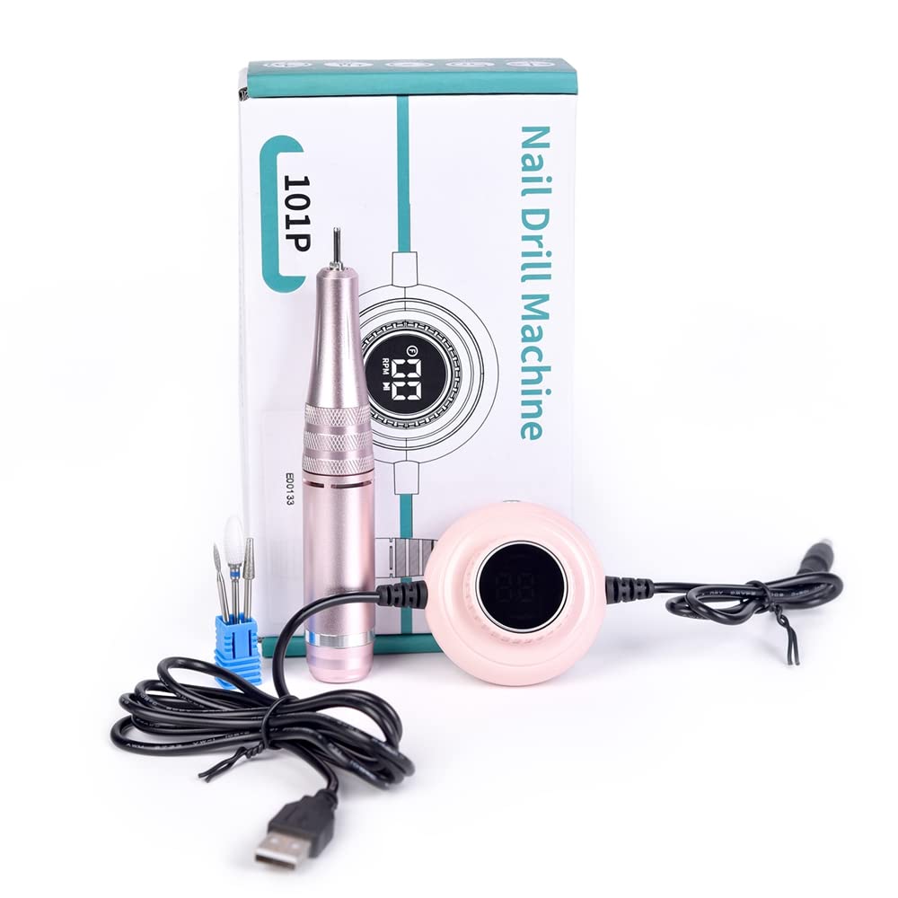 KADS 35000RPM Professional Electric Nail Drill Kit - USB Rechargeable Portable Manicure Machine with LCD Screen, Ceramic Nail Drill Bits & Nail Gel Polisher Pen for Home & Salon Nail Care