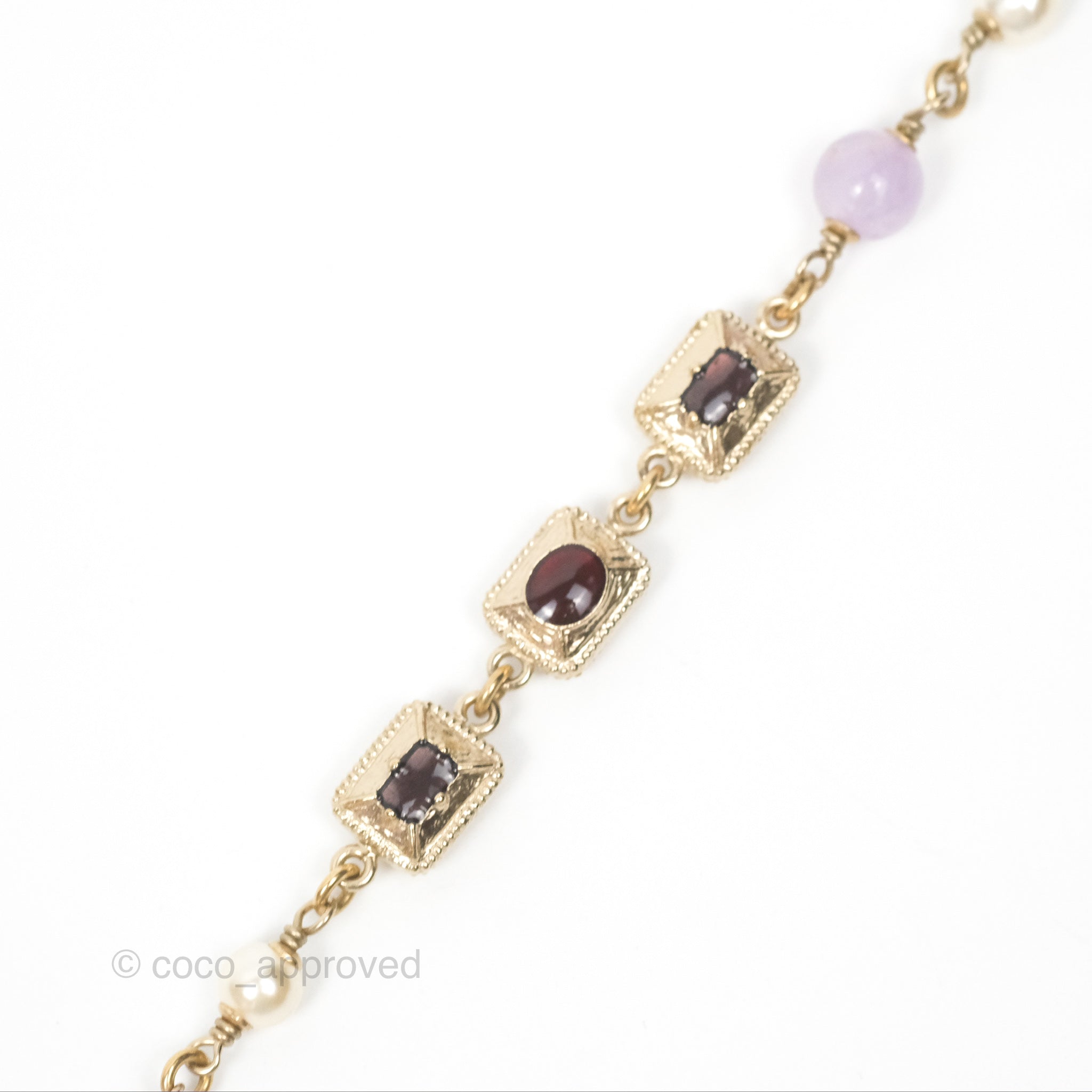 Chanel CC Pearl Gemstone Long Necklace in Gold Tone - 17A Collection | Elegant Jewelry for Women, Perfect for Parties, Weddings & Special Occasions
