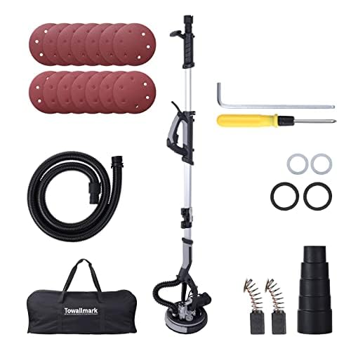 750W Electric Drywall Sander with LED Light - 7 Speed Adjustable (900-1800 RPM) - Includes 14 Sanding Discs & Extendable Handle - Perfect for Home Renovation, Wall Smoothing & Professional Drywall Finishing