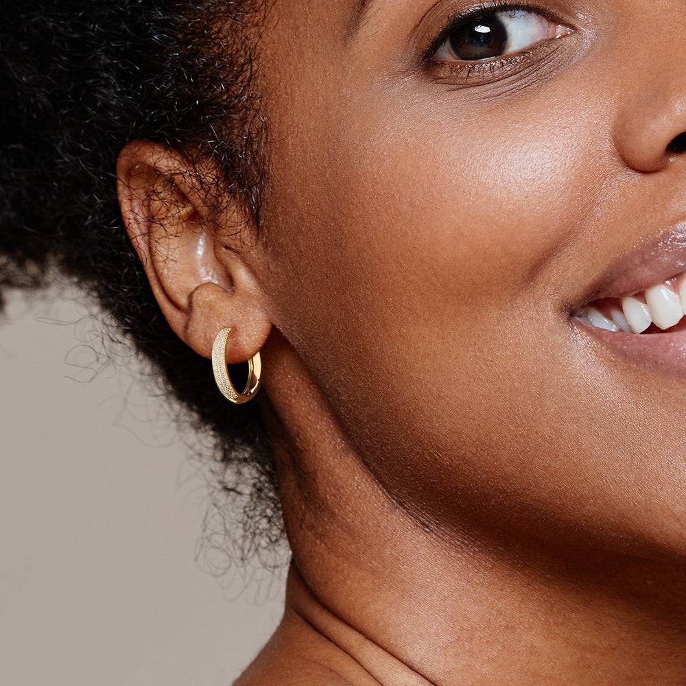 Lab Grown Diamond Hoop Earrings - Triple Row Pavé Bold Medium Hoops for Women | Perfect for Weddings, Parties & Everyday Elegance