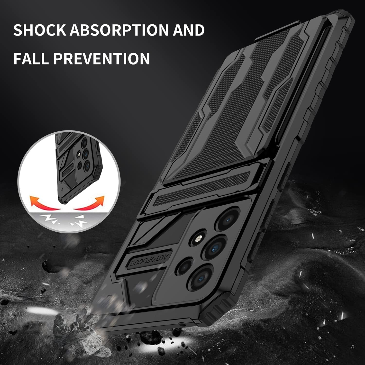 Samsung Galaxy A33 5G Wallet Case with Card Holder & Kickstand - Slim Rugged Shockproof Armor Defender Case [Military Grade Protection] - Black - Perfect for Work, Travel and Everyday Use