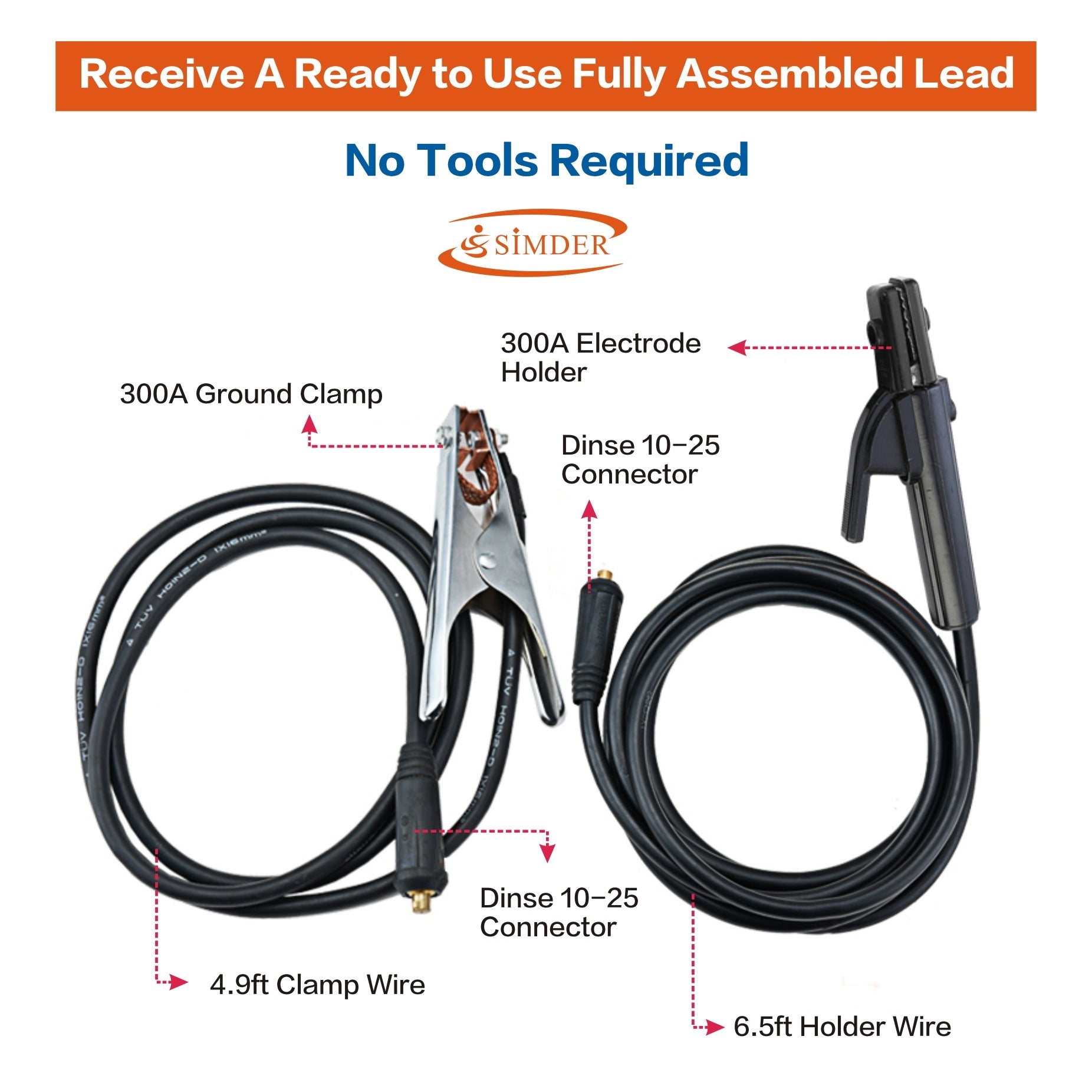 SSimder Welding Electrode Holder & Ground Clamp Set - Professional Copper Welding Clamp & Electrode Holder for Arc Welding - Perfect for DIY, Construction & Metal Fabrication Projects