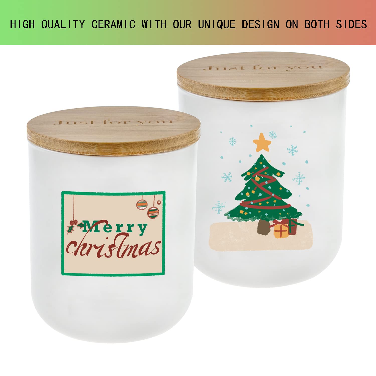 Lihome Christmas Candles - Handmade Scented Soy Wax in Ceramic Jar 11.5oz (Vanilla Coconut) - Perfect Holiday Gift & Home Decor