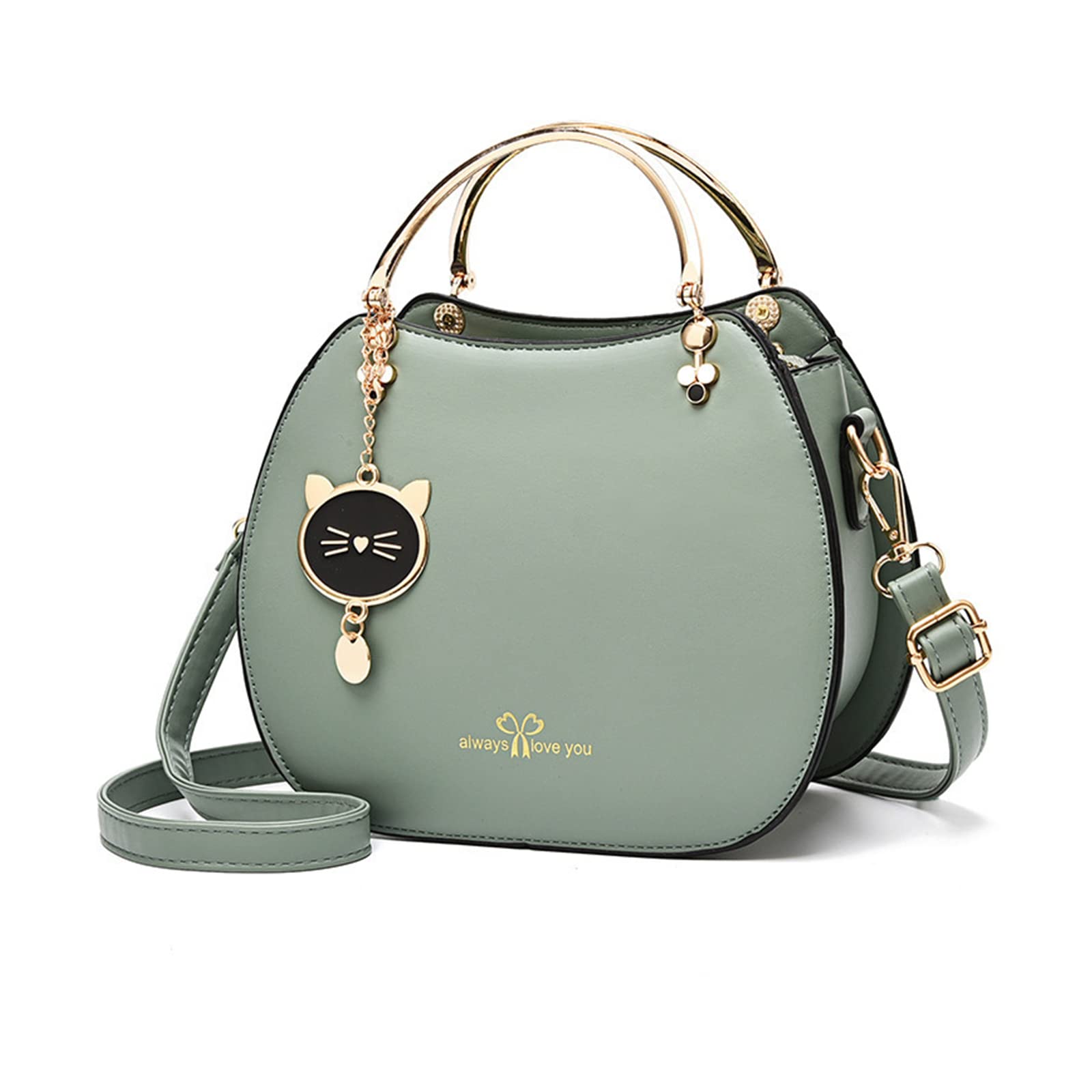 Women's PU Leather Crossbody Bag with Cat Pendant - Fashion Shoulder Purse for Daily Use