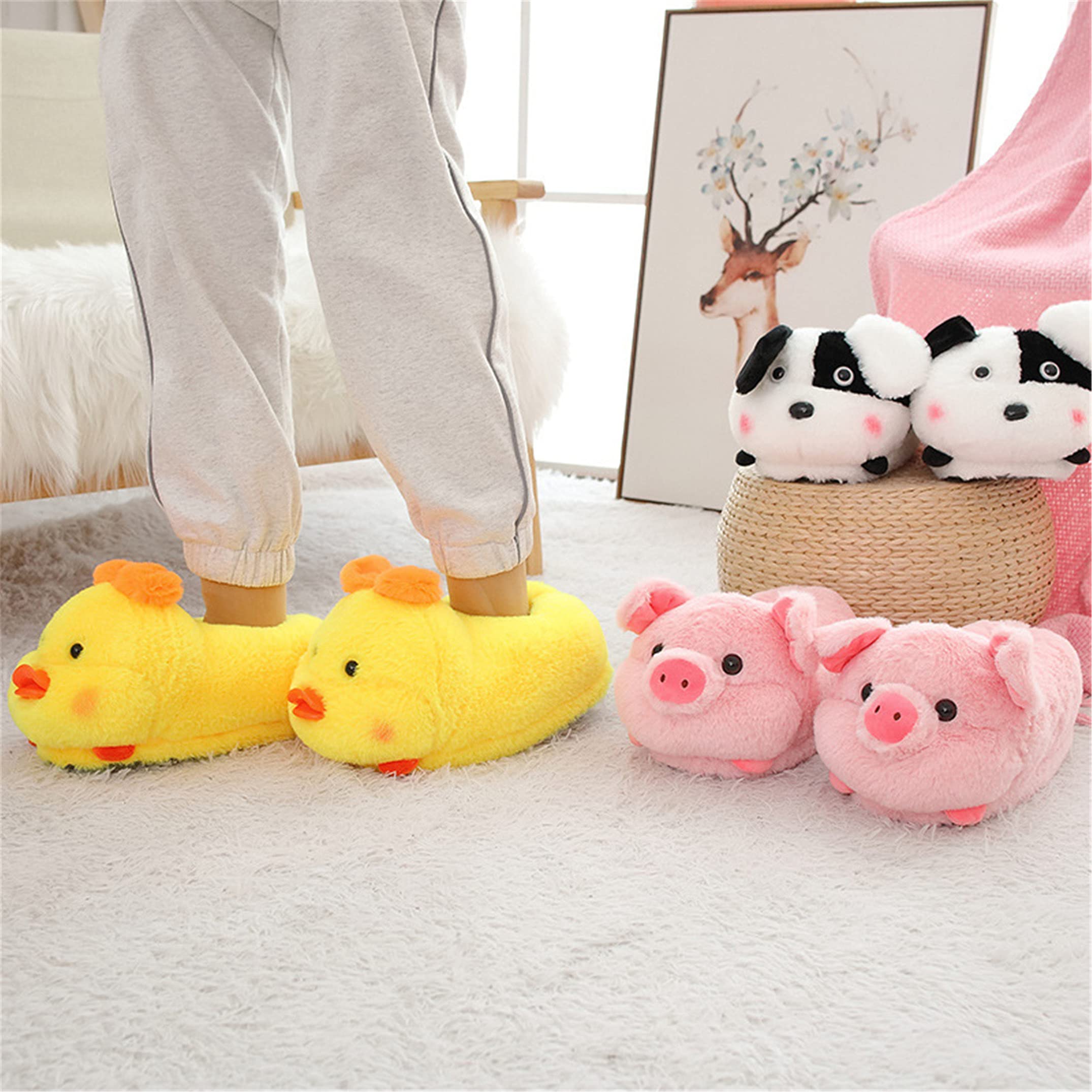 Adorable Pig Cartoon Animal House Slippers for Women - Cozy Winter Furry Indoor/Outdoor Slides - Perfect for Home, Lounge & Gift Giving