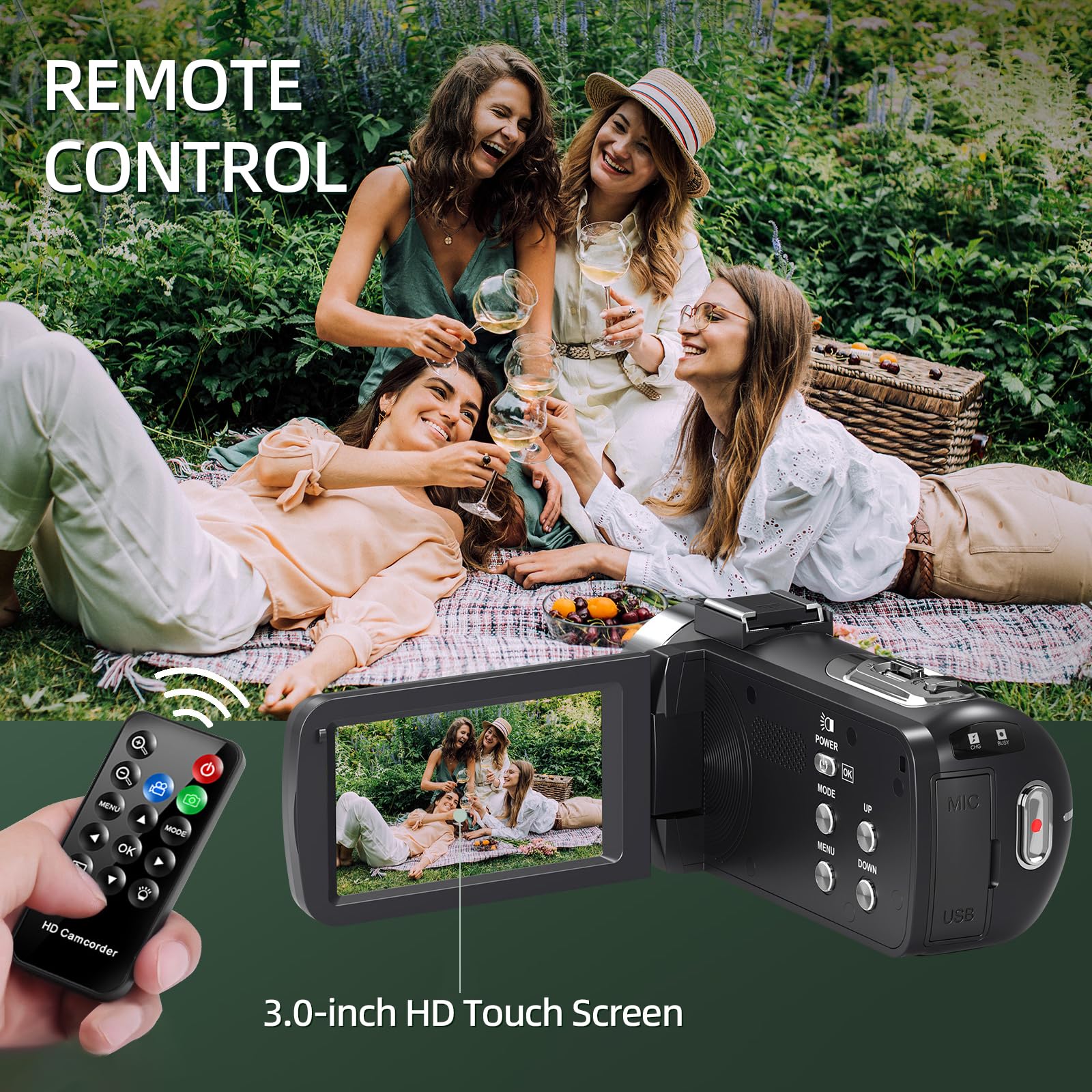 4K Video Camera Camcorder 48MP 30FPS with IR Night Vision, 18X Digital Zoom, 3.0
