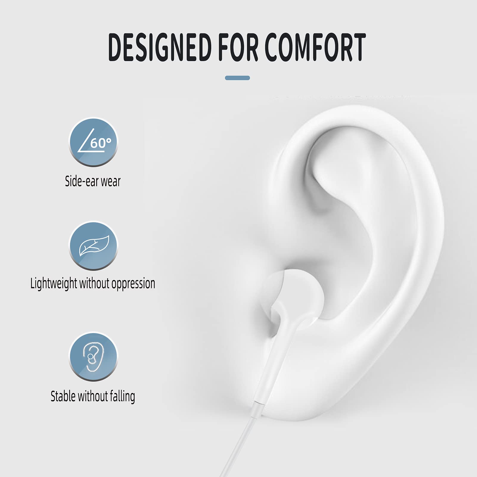 2 Pack Wired Earbuds with Volume Control & Microphone - HiFi Stereo Sound 3.5mm Headphones for PC, MP3, Android, Computer - Perfect for Gaming, Workouts & Commuting (White)