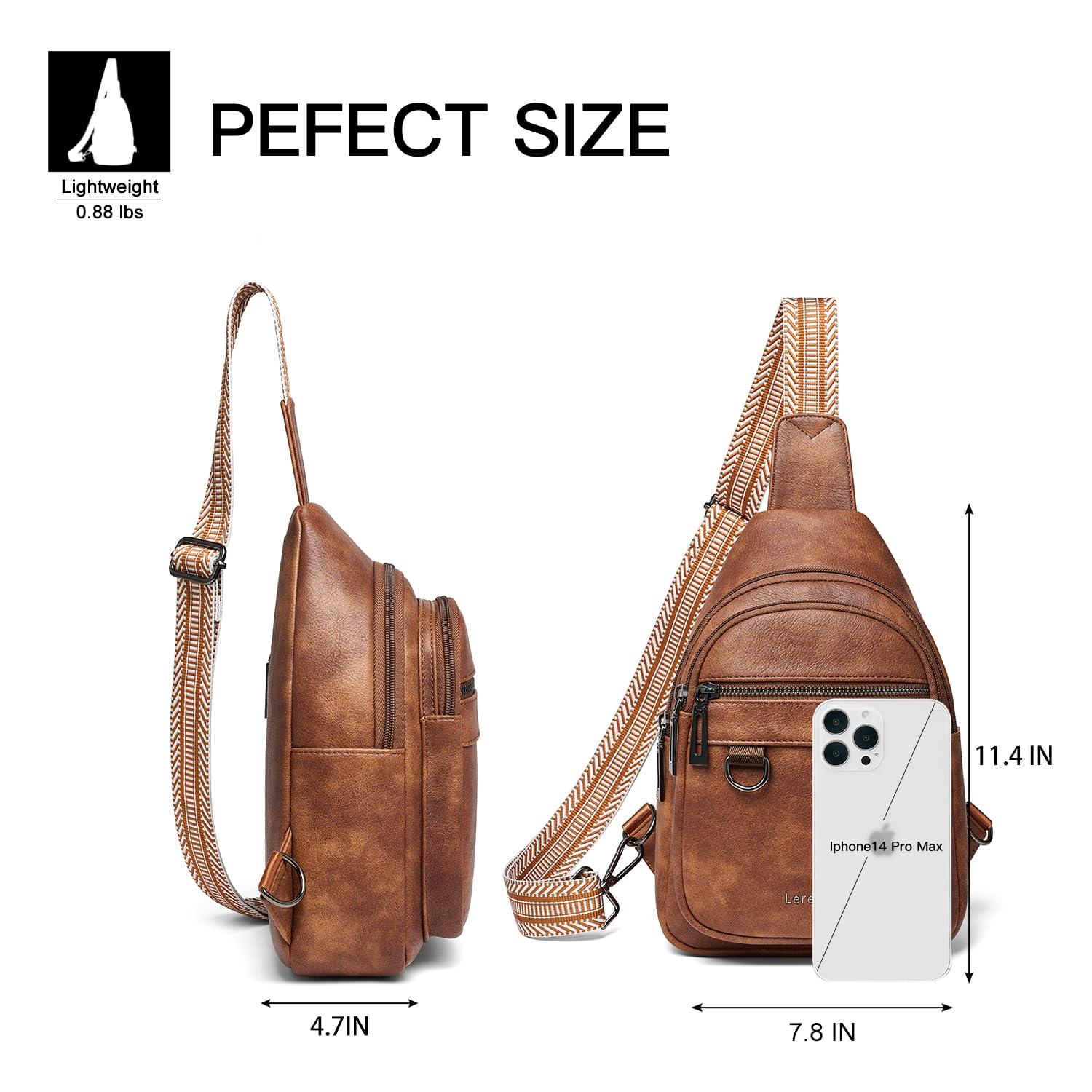 7L Vegan Leather Sling Bag for Women & Men - Crossbody Fanny Pack, Shoulder Bag, Anti-Theft Travel Purse - Perfect for Gym, Hiking, Commuting & Daily Use