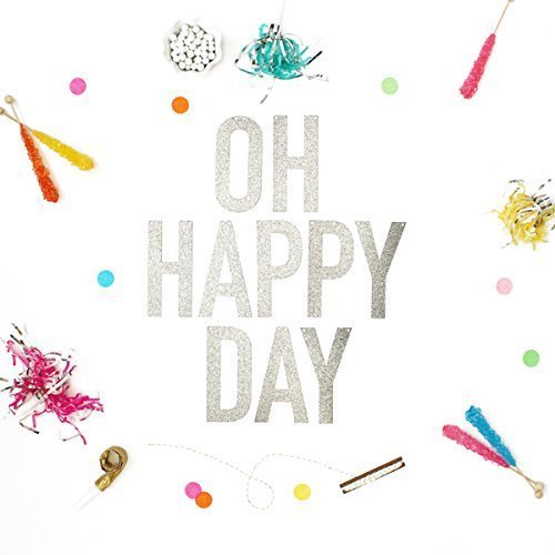 OH HAPPY DAY Glitter Banner - Gold or Silver Party Decorations for Birthdays, Weddings & Celebrations | Shimmering Festive Wall Hanging