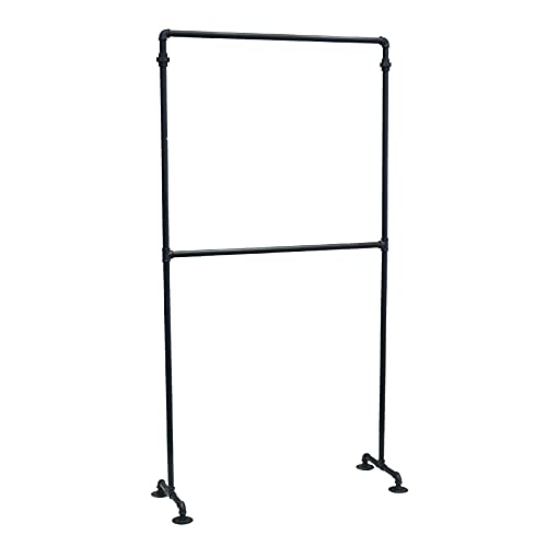 Heavy Duty 2-Tier Industrial Pipe Clothing Rack - 74.8