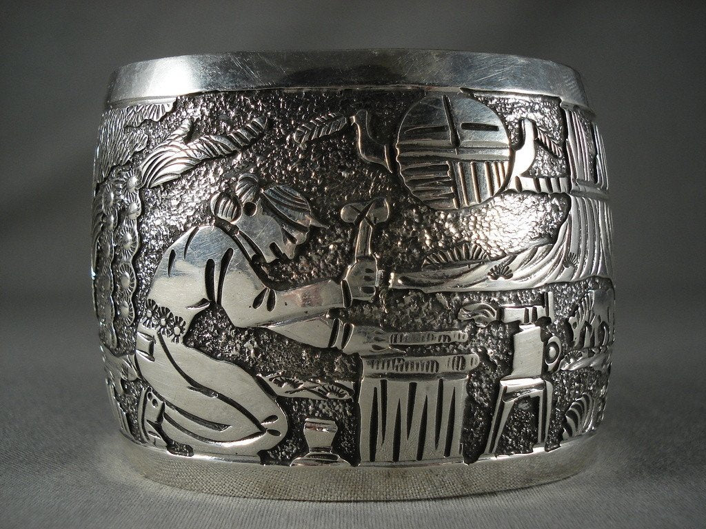 Vintage Navajo Native American Silver Bracelet - Handcrafted Extreme Detail Jewelry for Women | Perfect for Boho Fashion, Festivals & Cultural Events