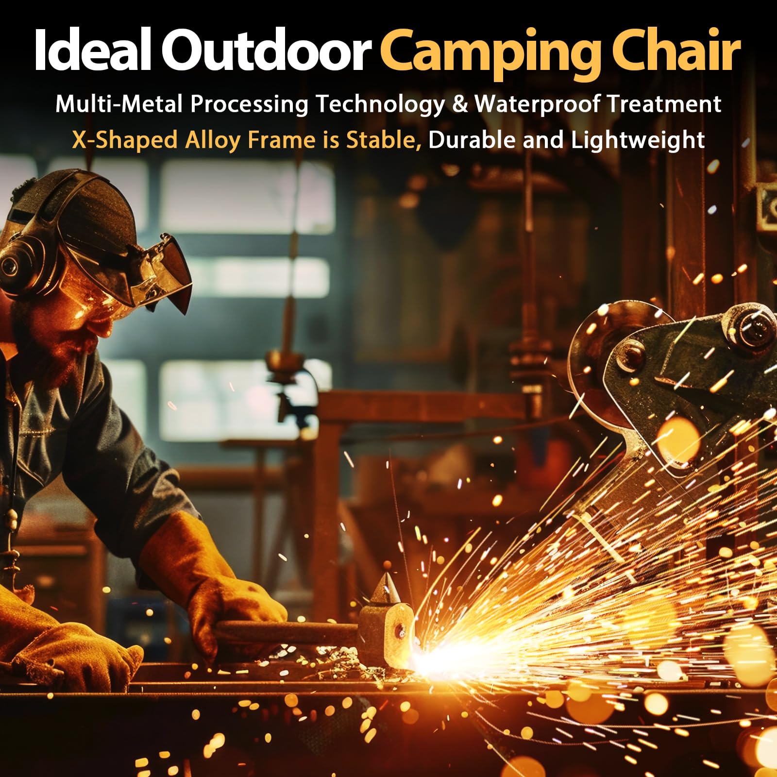 QUYUAN Heated Camping Chair with 20,000mAh Battery - Padded Outdoor Folding Chair, 500-Minute Heating & 500lb Capacity - Perfect for Camping, Hiking, Beach, Picnics & Winter Sports