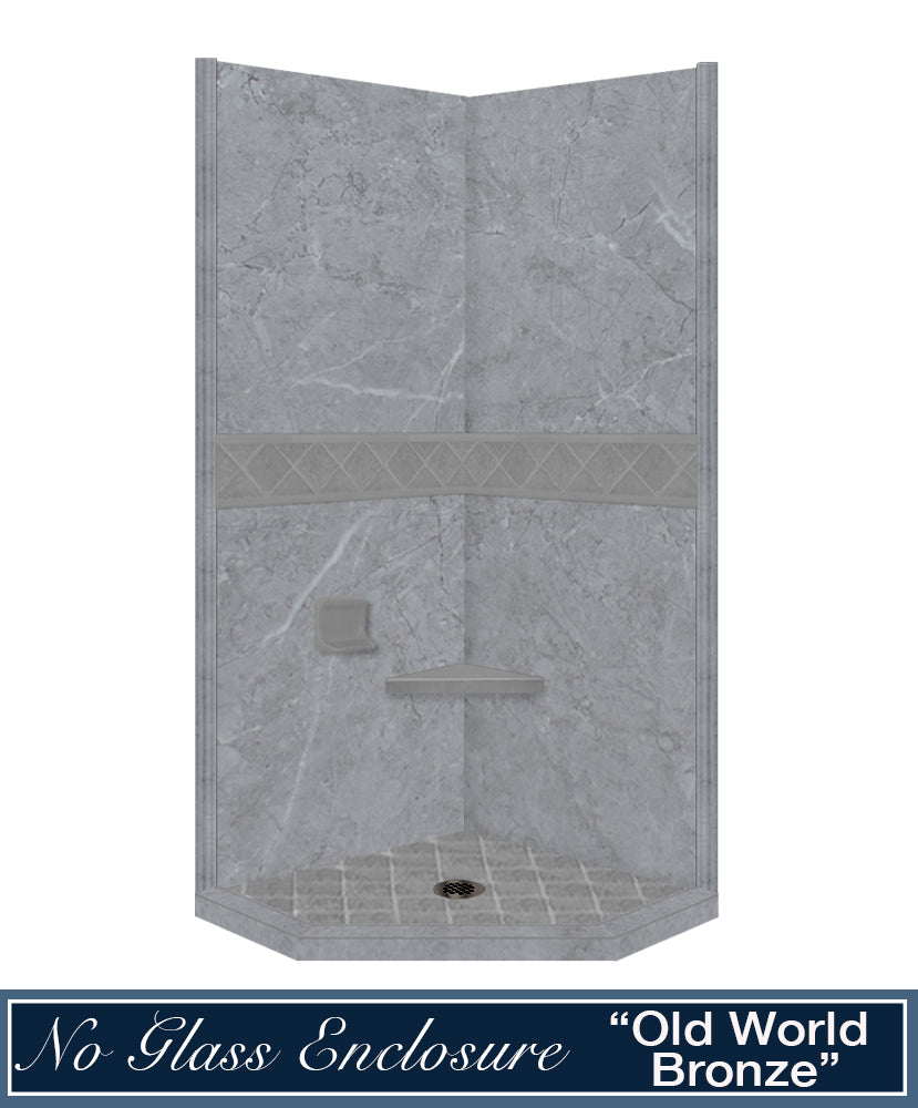 Grio Marble Diamond Neo Frameless Shower Enclosure Kit - Modern Bathroom Upgrade for Luxury Homes & Hotels (Easy Installation, Waterproof Design)
