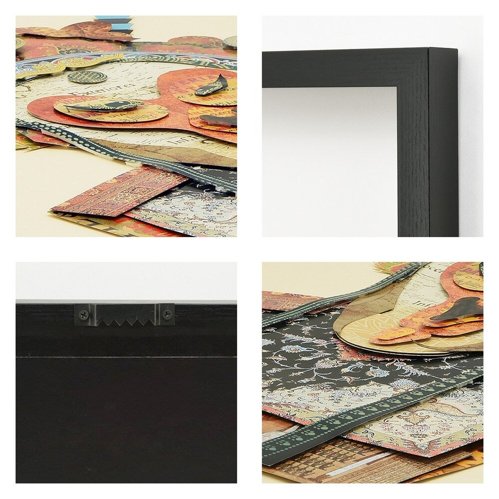 Beijing Opera Mask & Jiangwei Alex Zeng's Dimensional Collage Artwork - Framed Under Glass with Black Shadow Box Display | Perfect for Home Decor, Office Art & Cultural Gift Giving