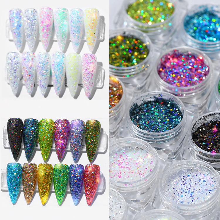 12PCS Nail Flakes Kit for Nail Art - DIY Glitter Flakes, Manicure & Pedicure Decoration - Perfect for Home, Salon, and Party Nail Designs